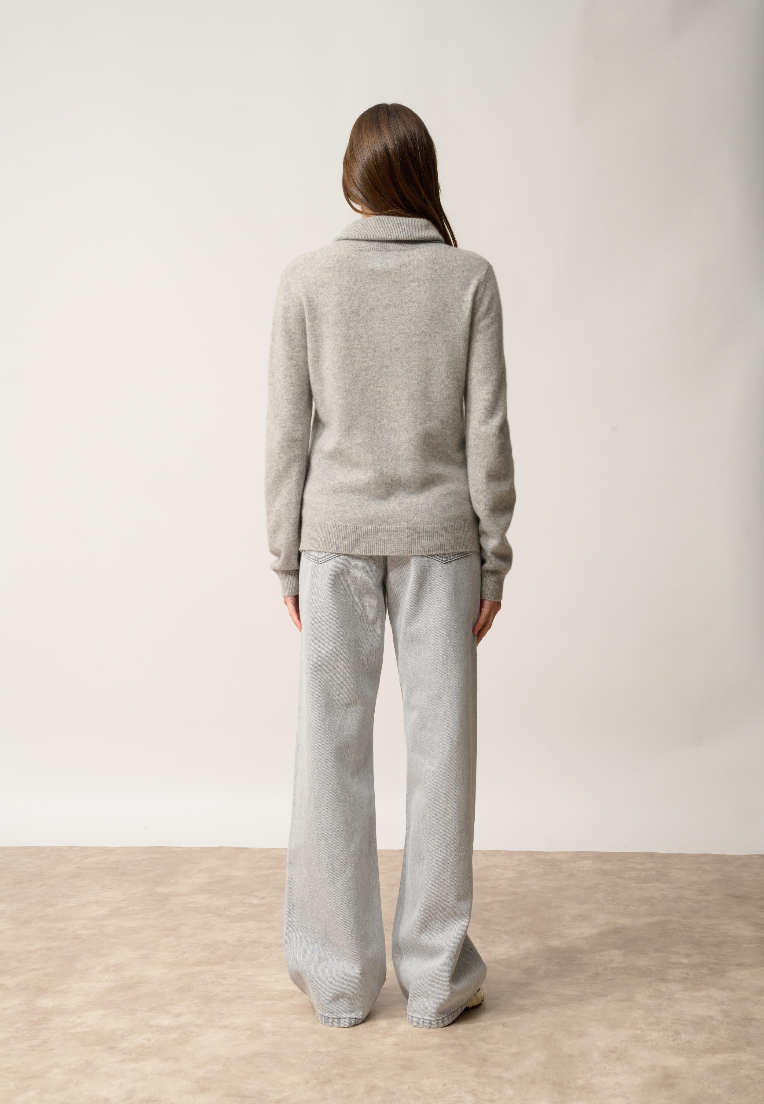 DONATELLA pull col roulé nuage chiné