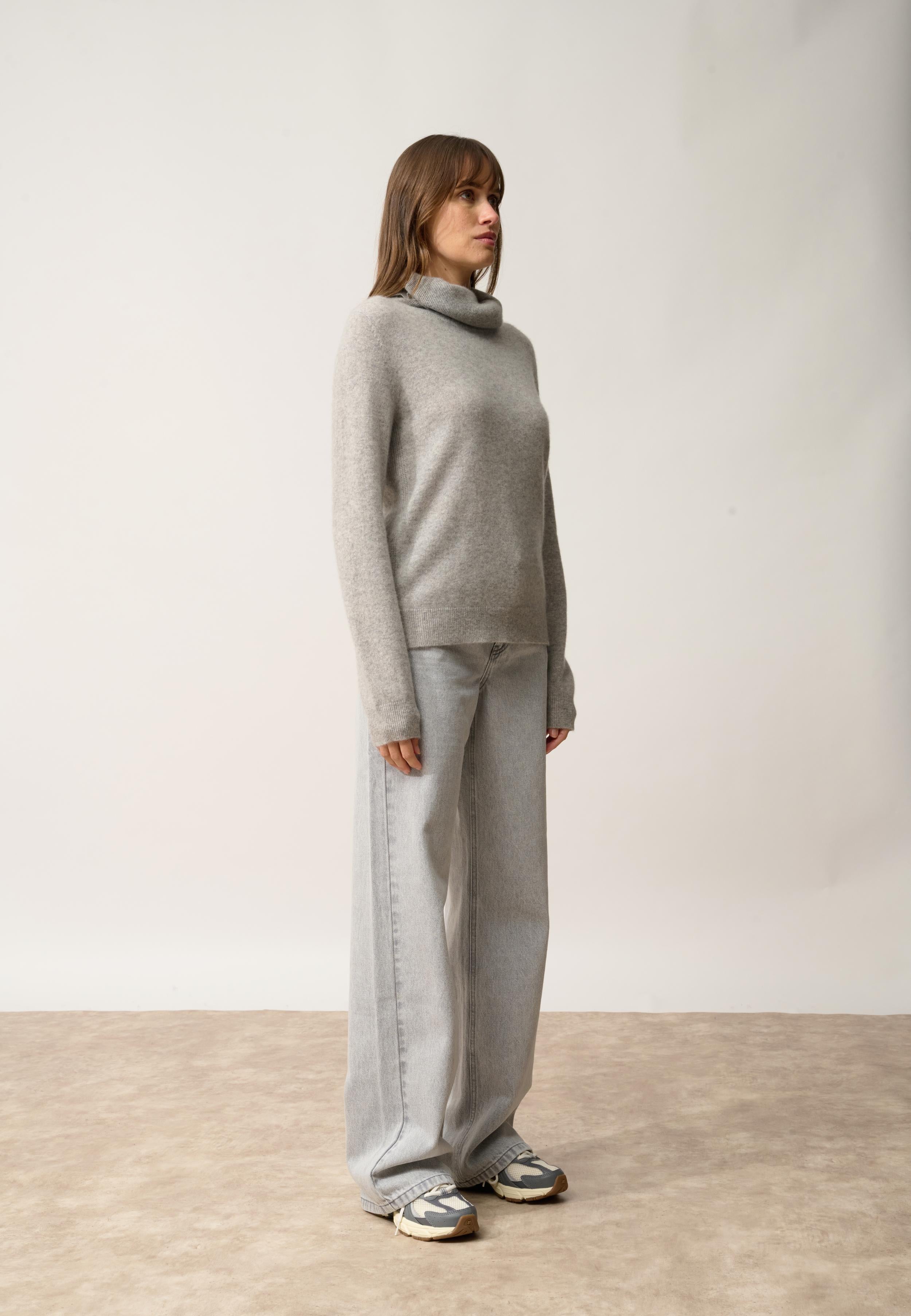 DONATELLA pull col roulé nuage chiné