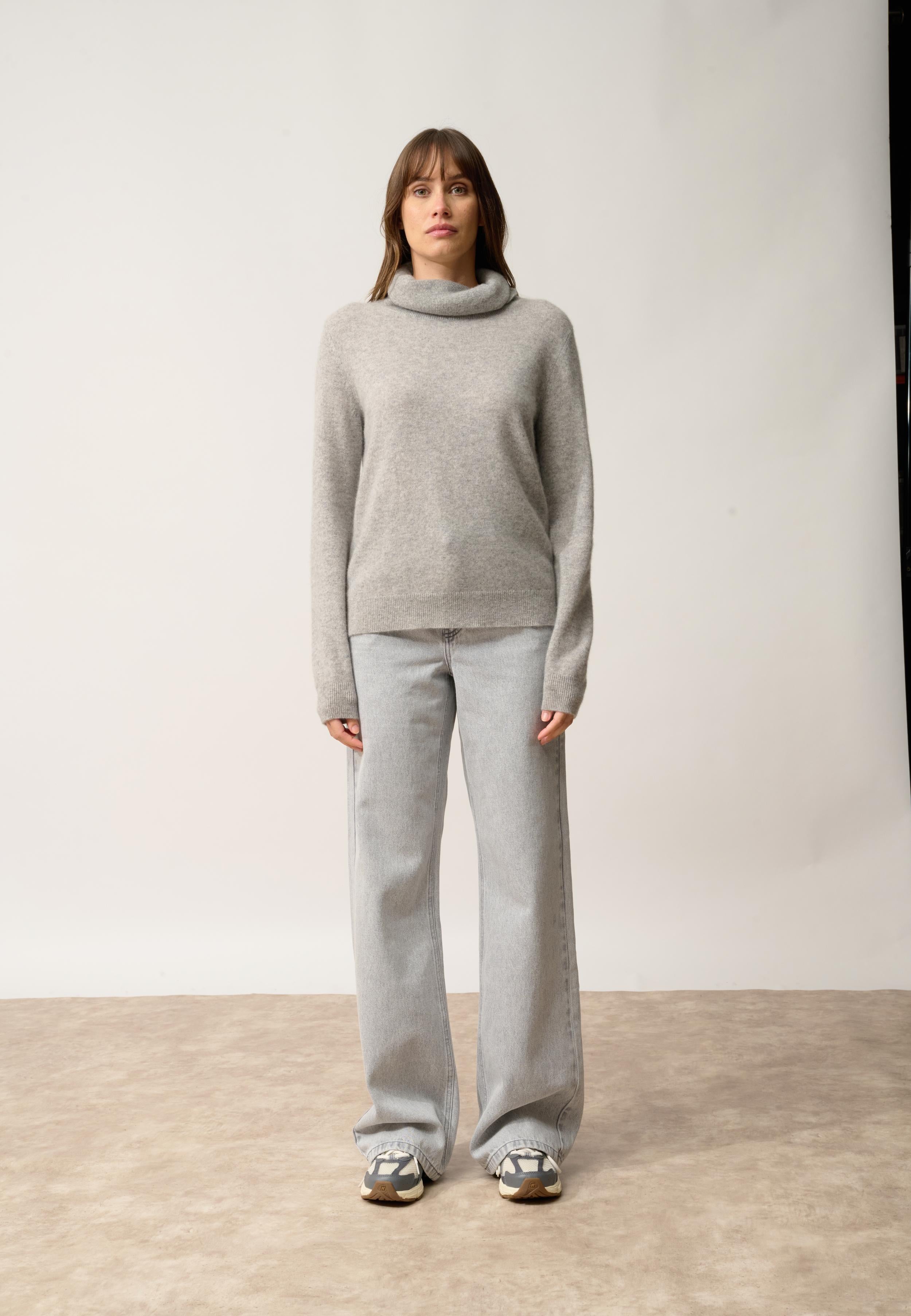 DONATELLA pull col roulé nuage chiné