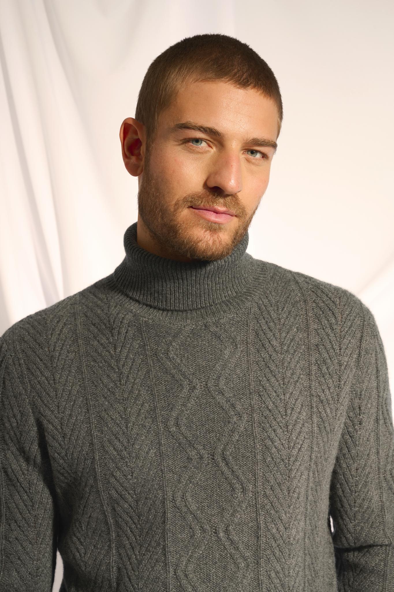 DORJE pull col roulé anthracite chiné