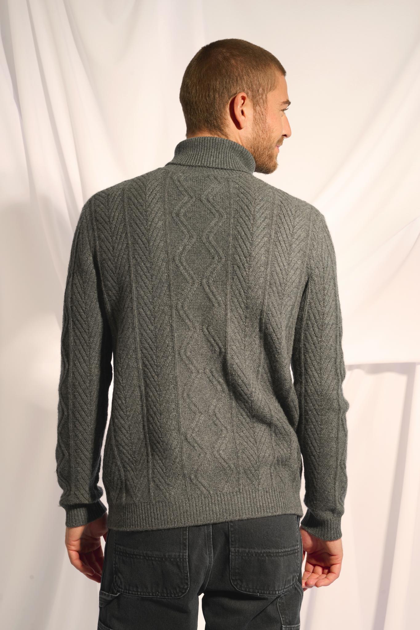 DORJE pull col roulé anthracite chiné
