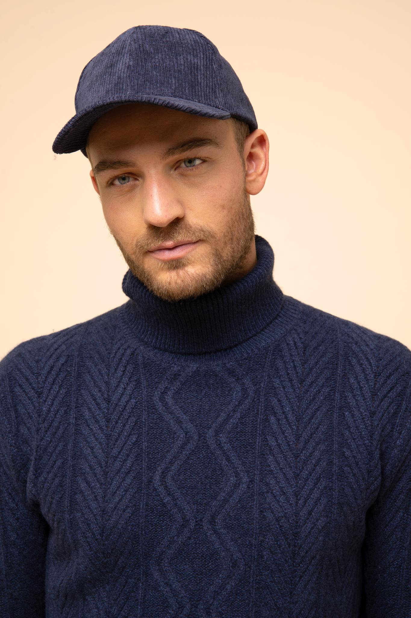 DORJE pull col roulé bleu nuit chiné
