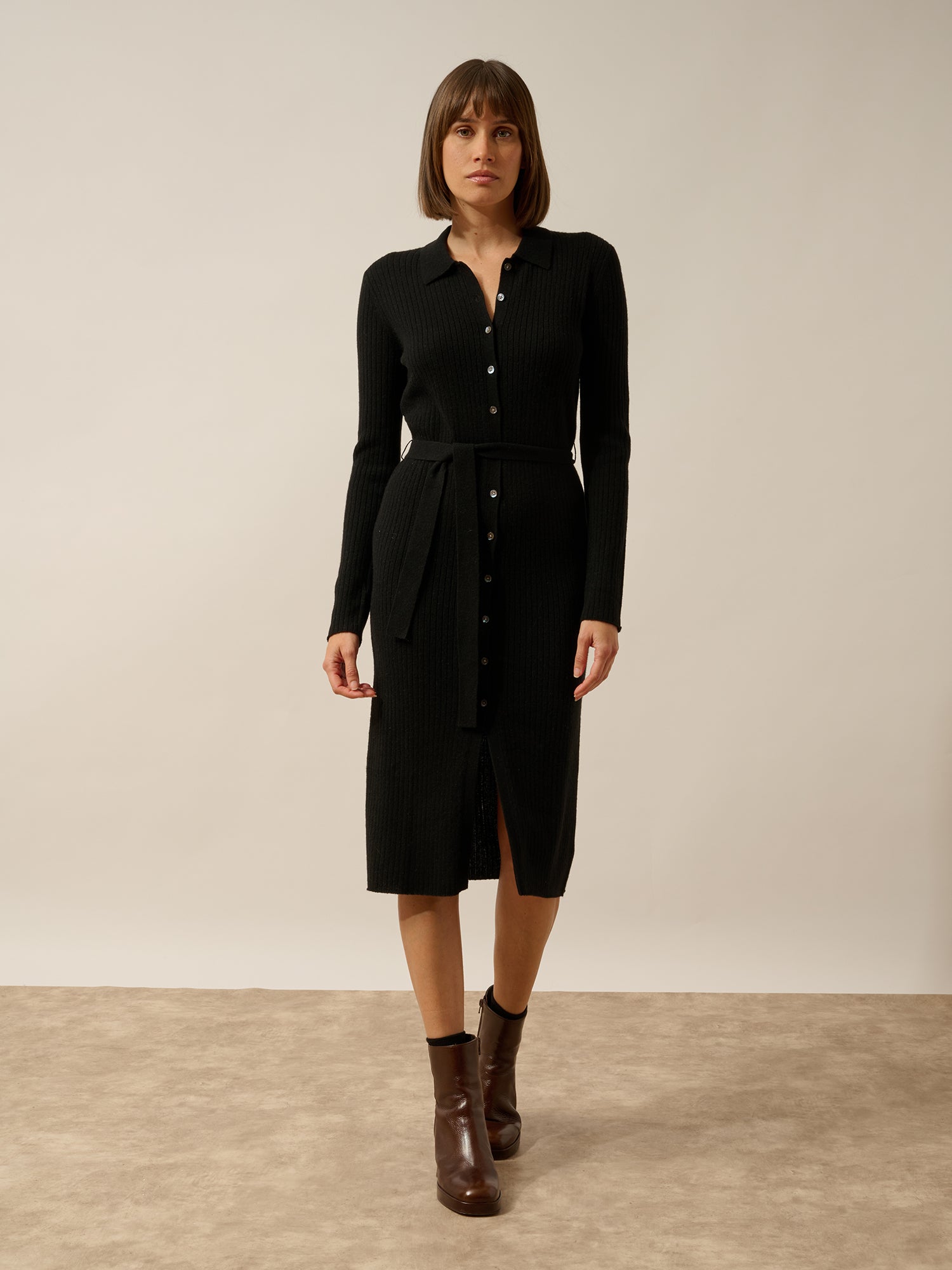 DORY robe col polo noir