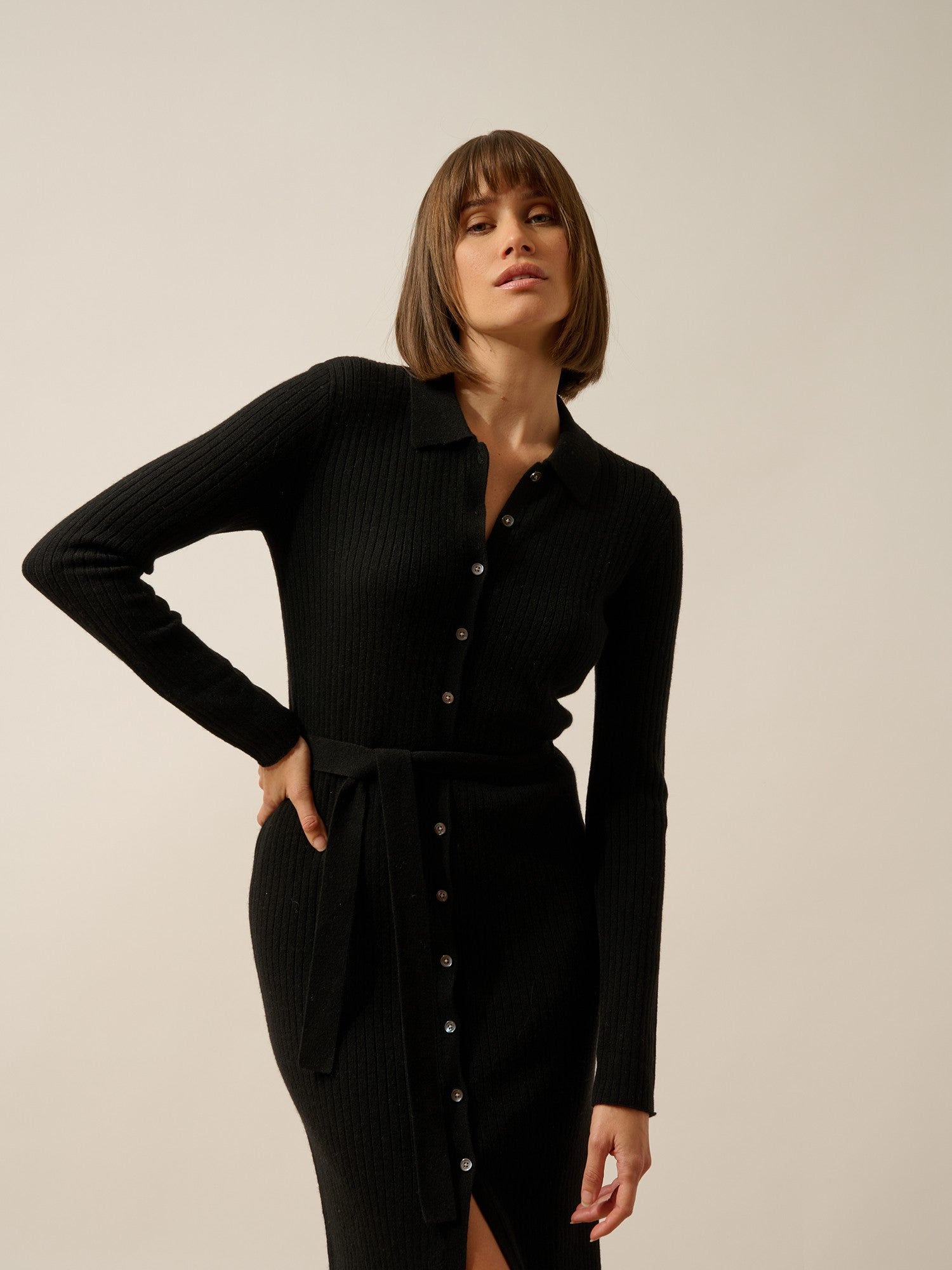 dory robe col polo noir