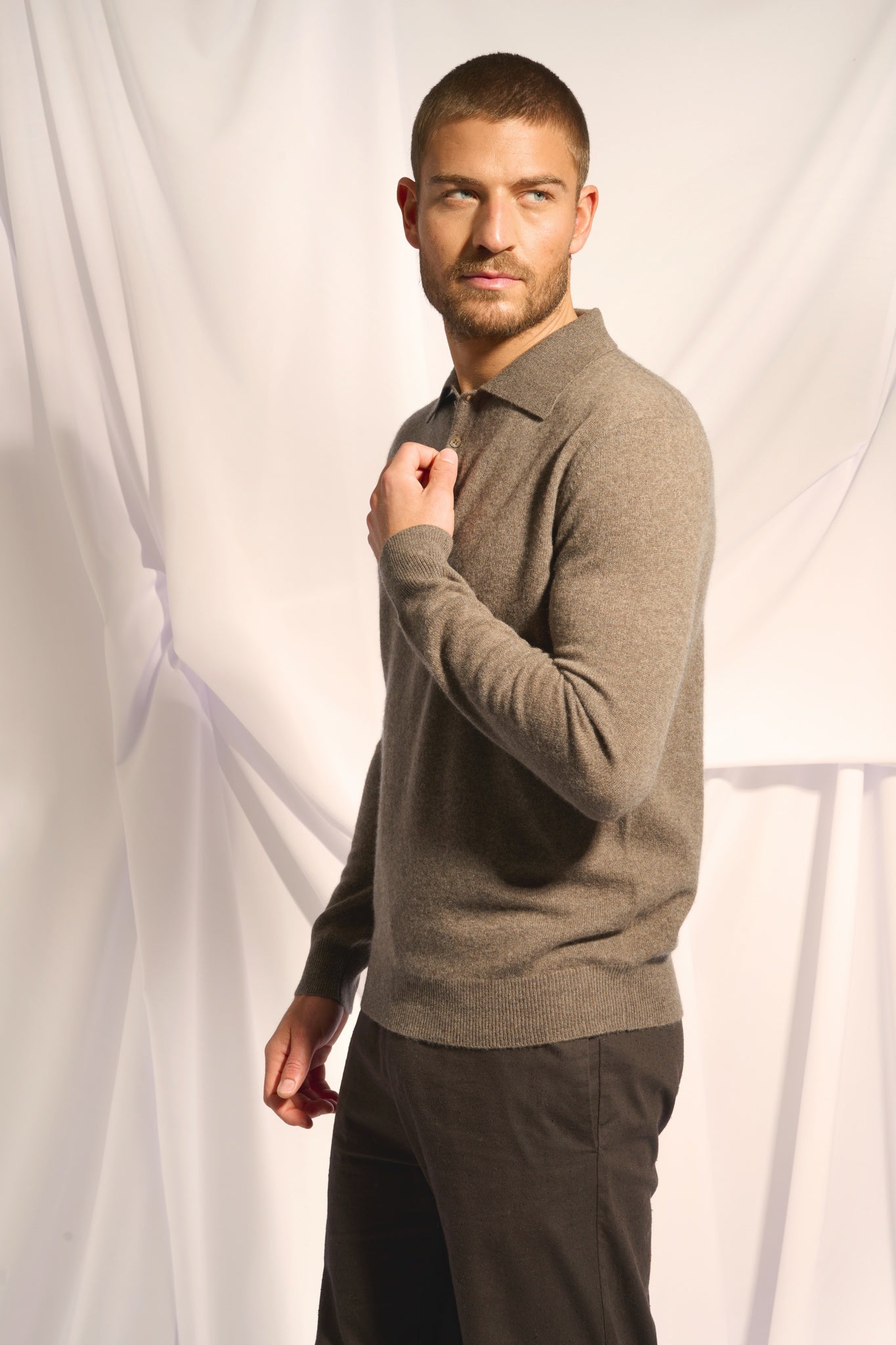 DOUGLAS polo  taupe chiné