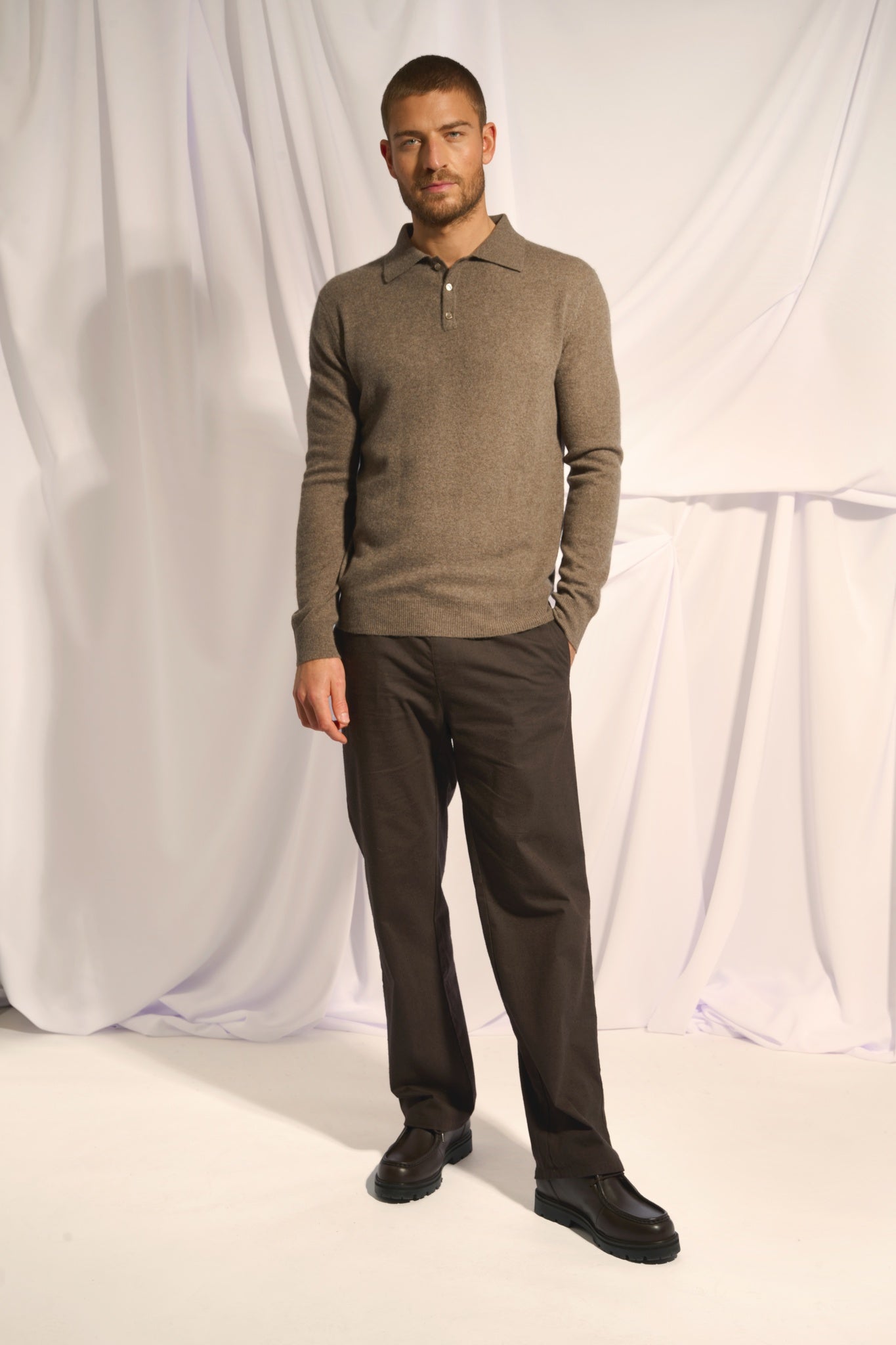 DOUGLAS polo  taupe chiné