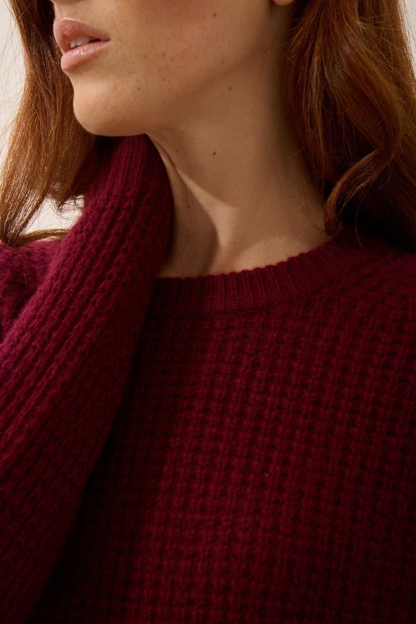 ELENA robe col rond 6 fils bordeaux