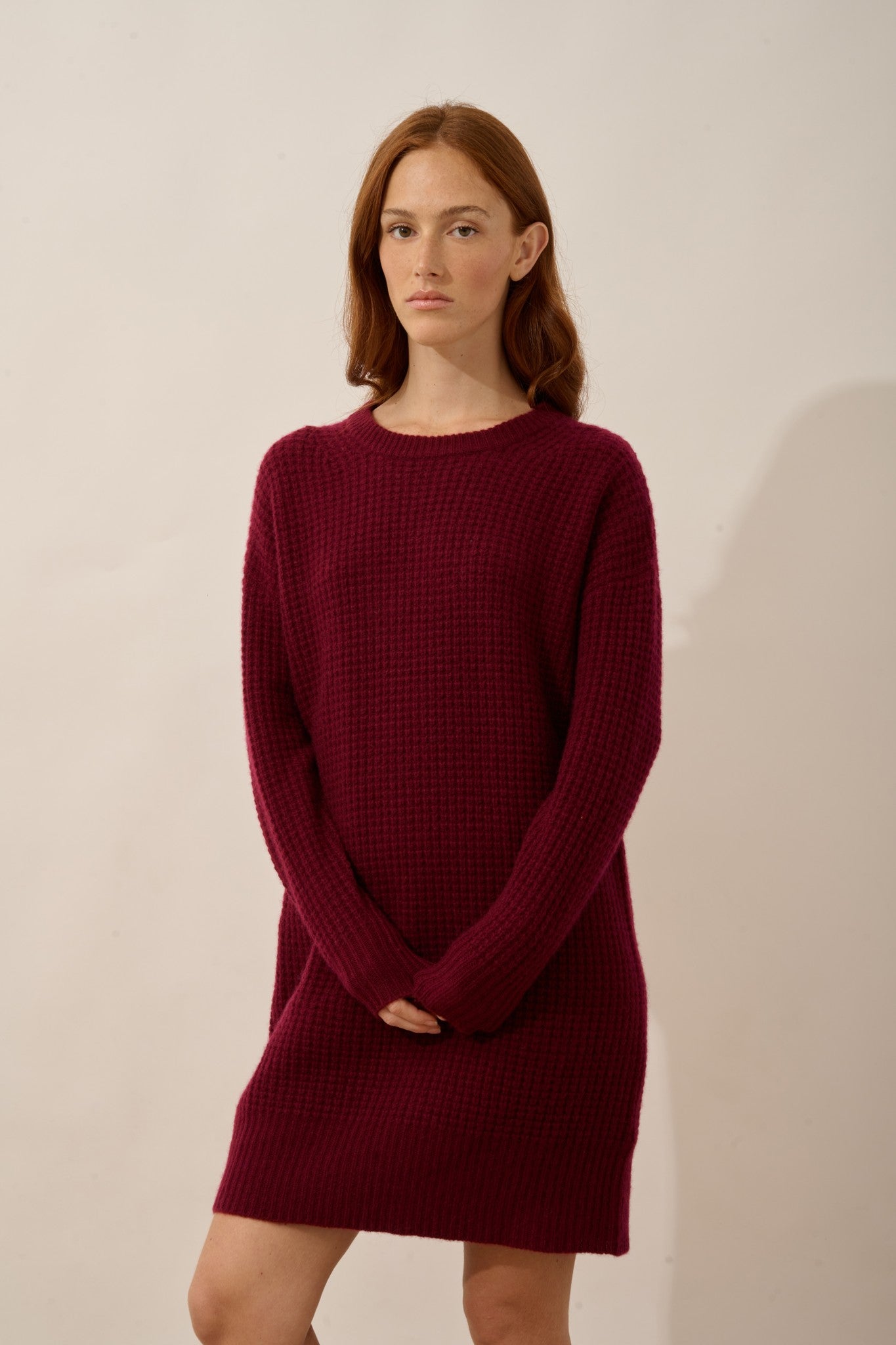 elena robe col rond 6 fils bordeaux