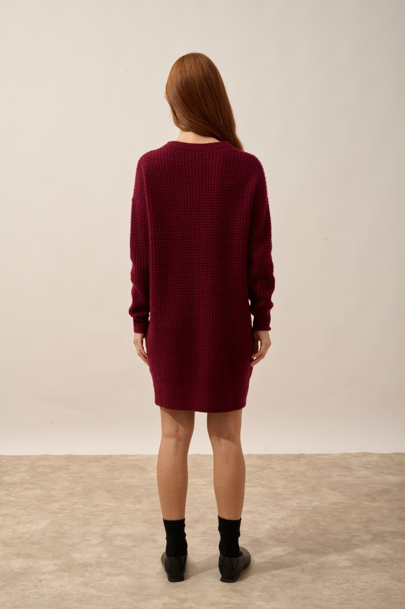 elena robe col rond 6 fils bordeaux