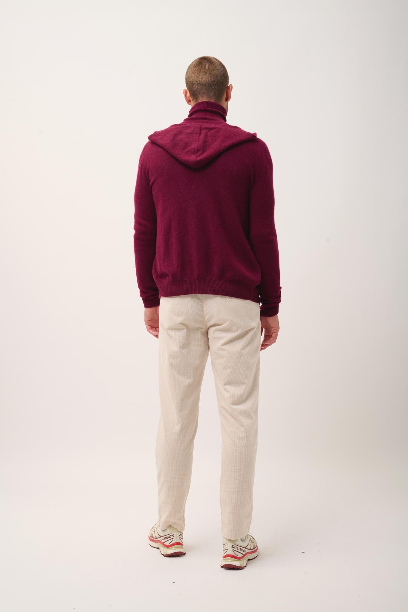ELLIOT gilet col zippé capuche bordeaux