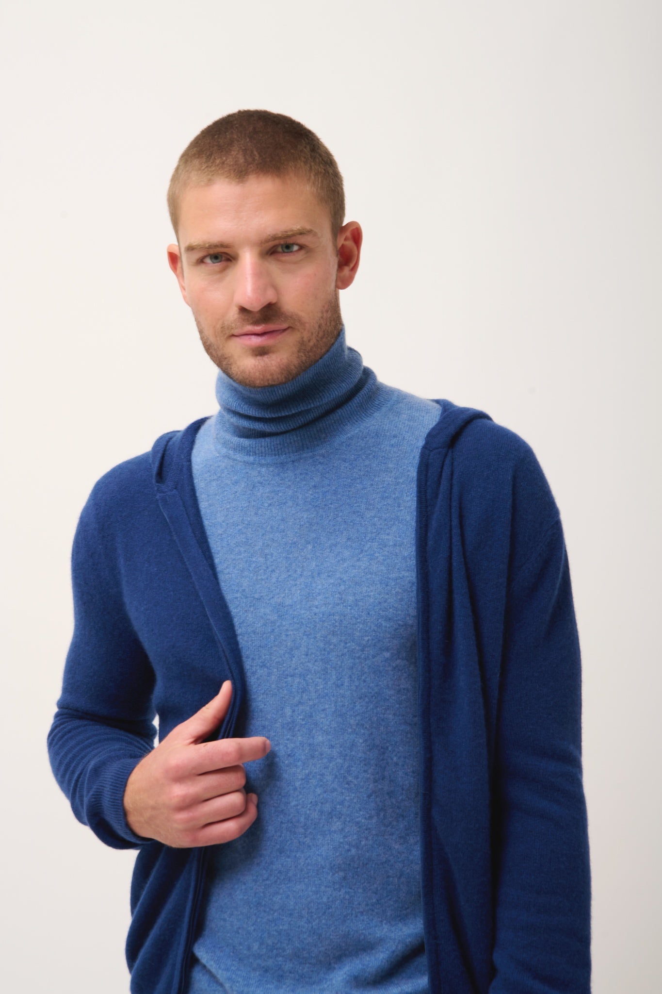 ELLIOT hooded zip-neck cardigan midnight