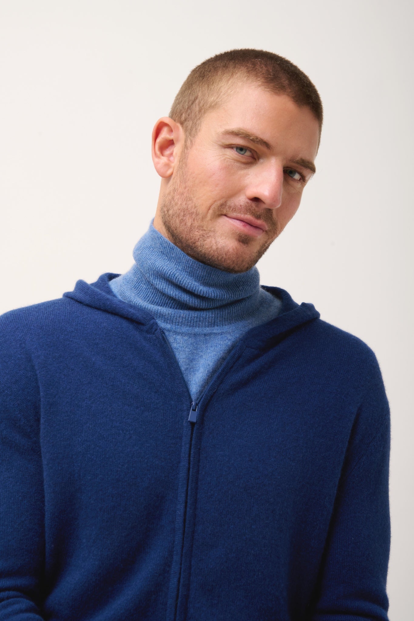 ELLIOT hooded zip-neck cardigan midnight