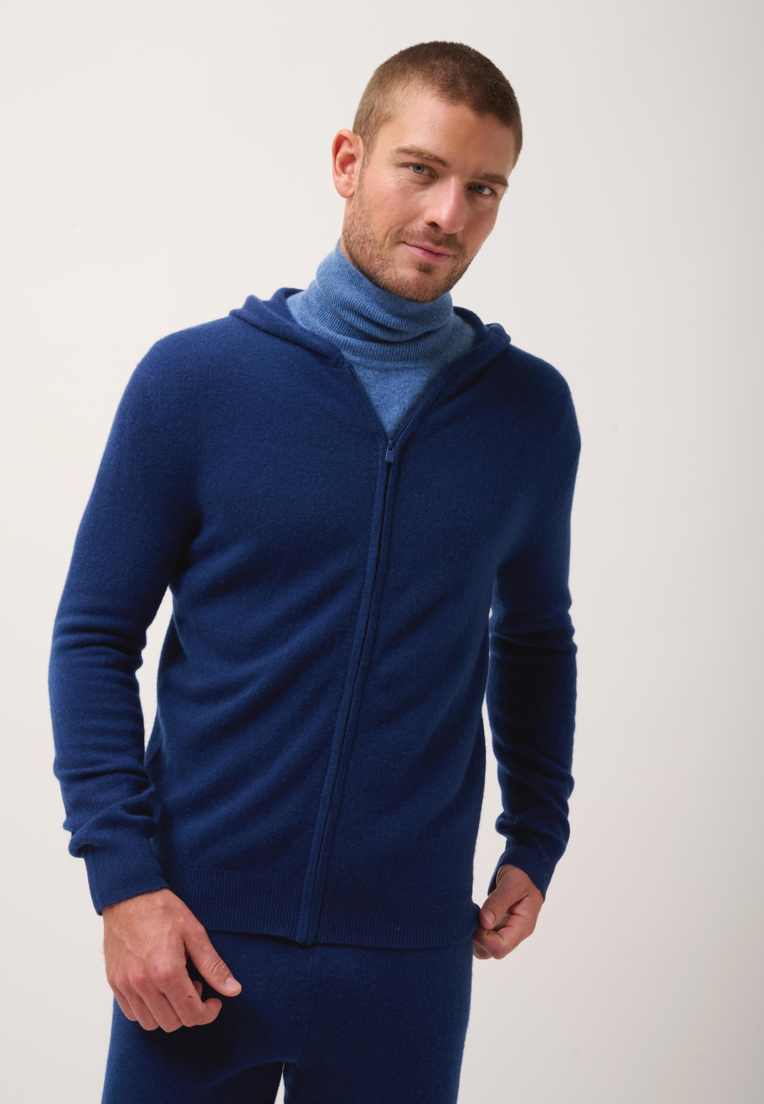 ELLIOT gilet col zippé capuche minuit