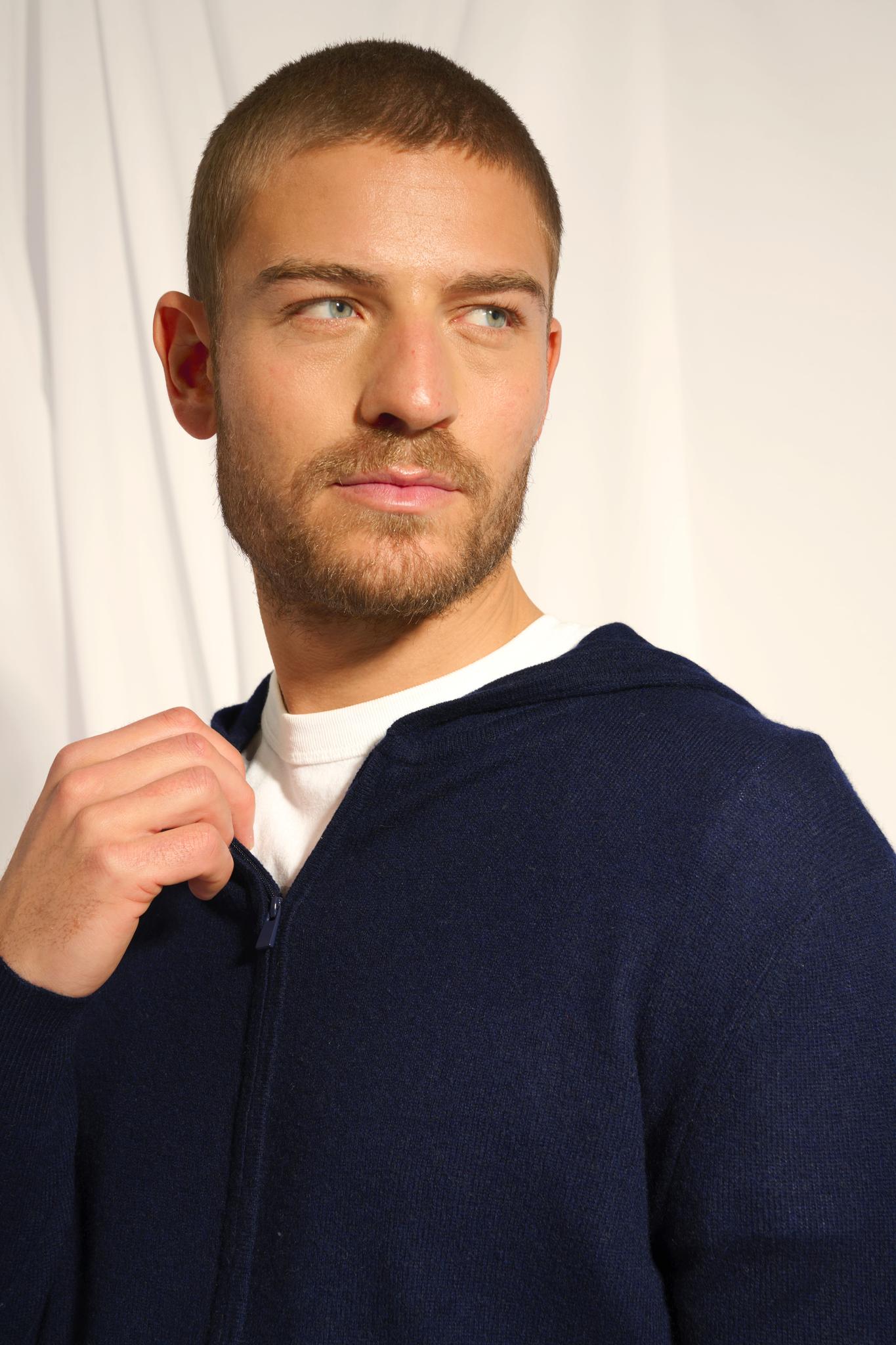 ELLIOT gilet col zippé capuche navy