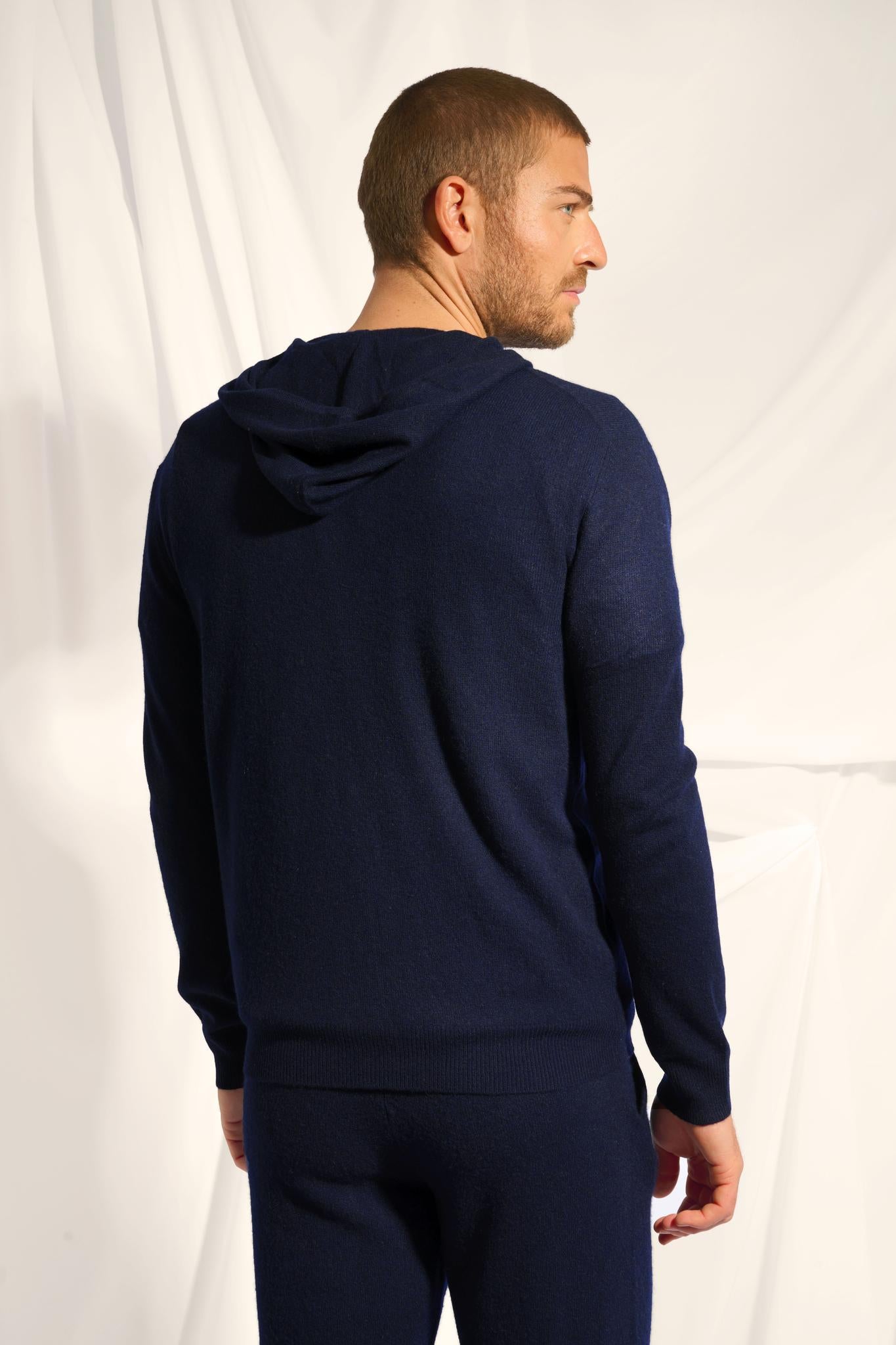 ELLIOT gilet col zippé capuche navy