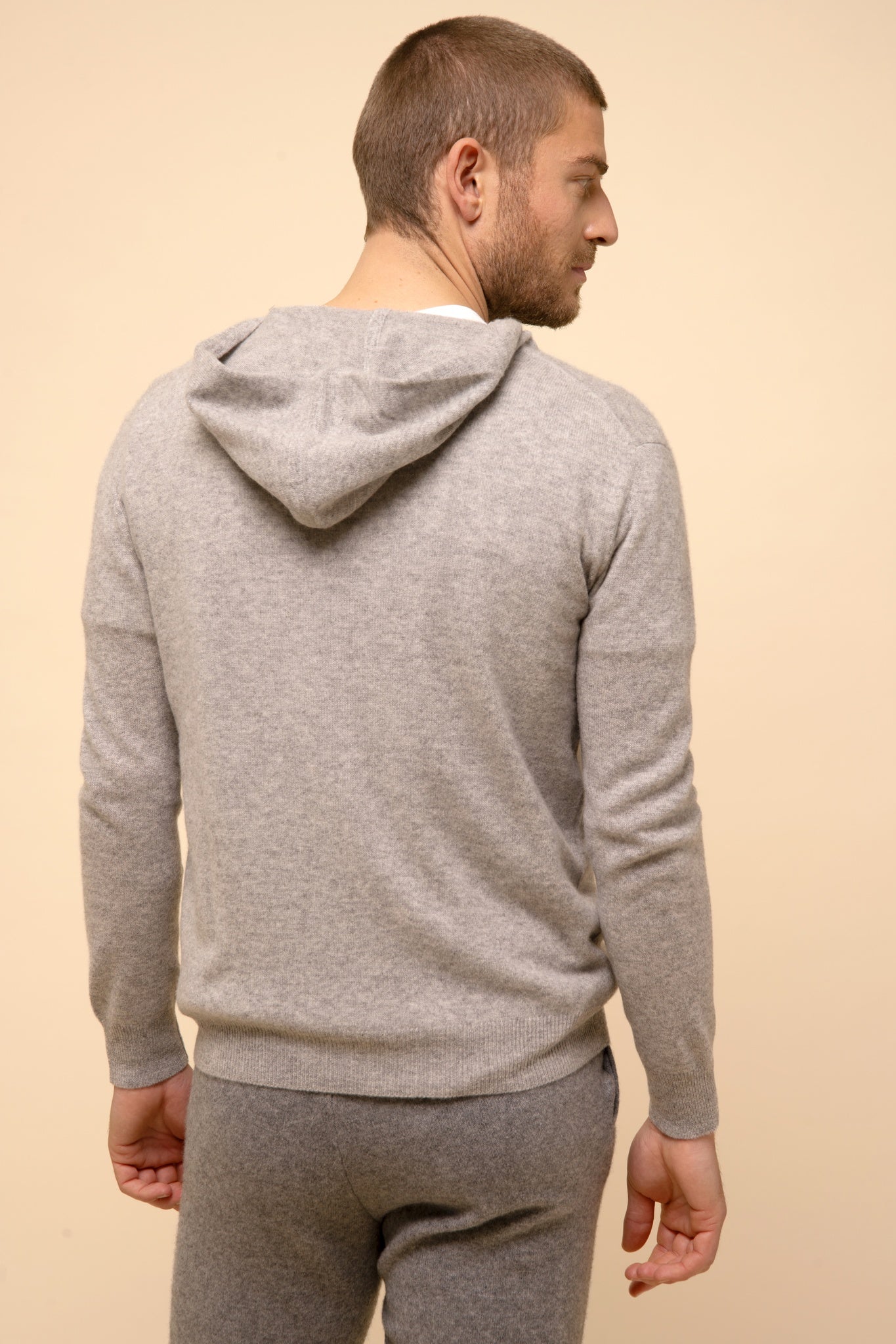 ELLIOT gilet col zippé capuche nuage chiné