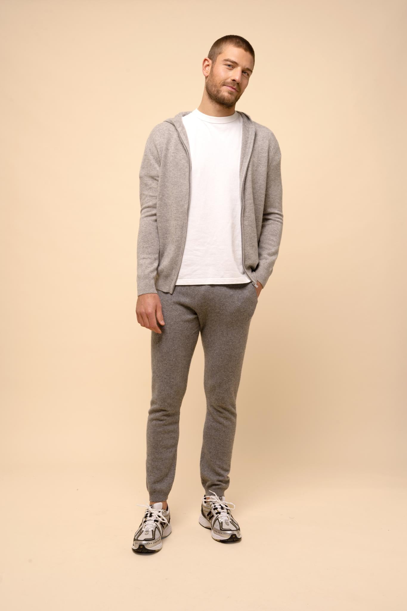 ELLIOT gilet col zippé capuche nuage chiné