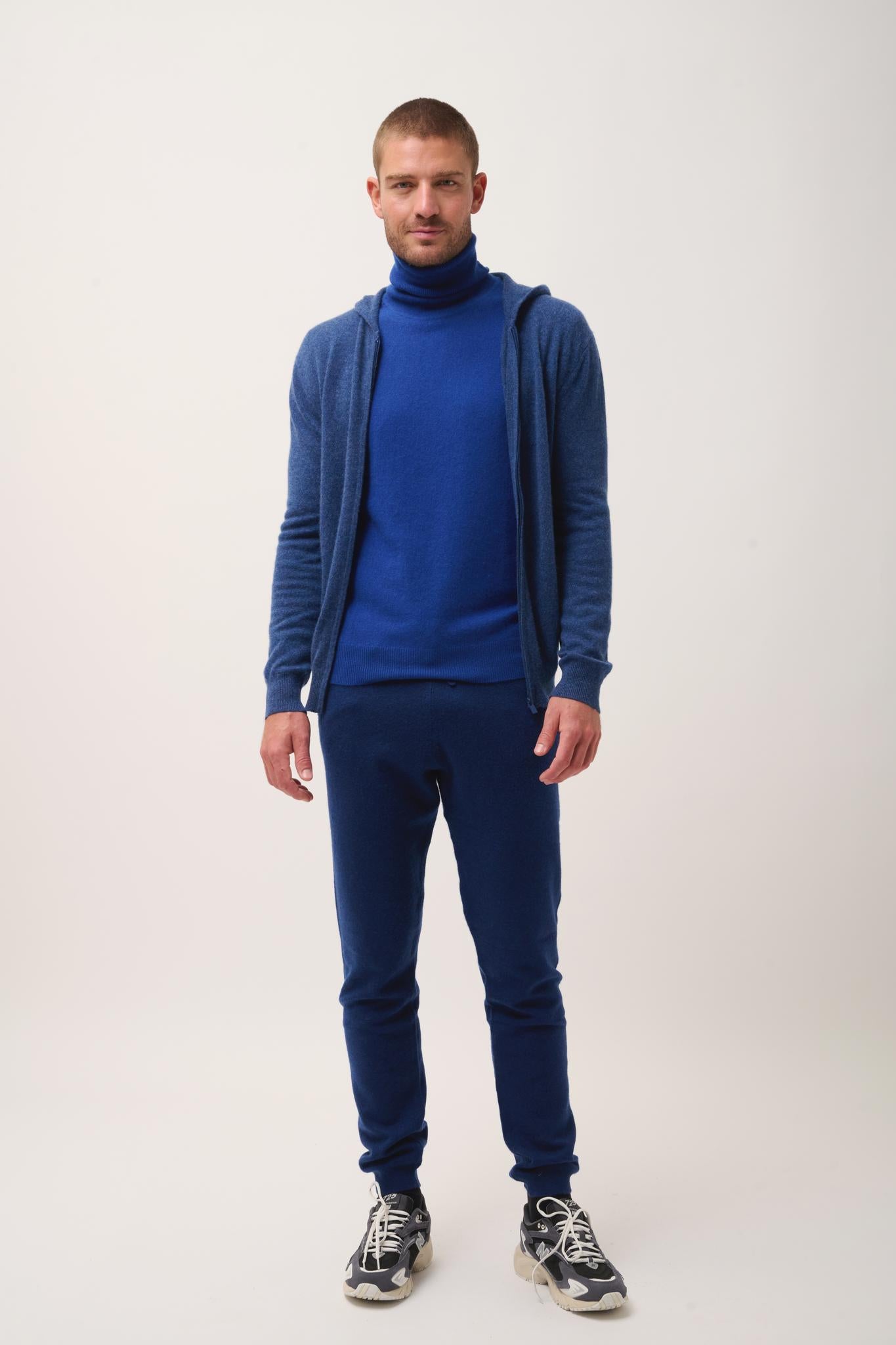 ELLIOT gilet col zippé capuche ocean chiné