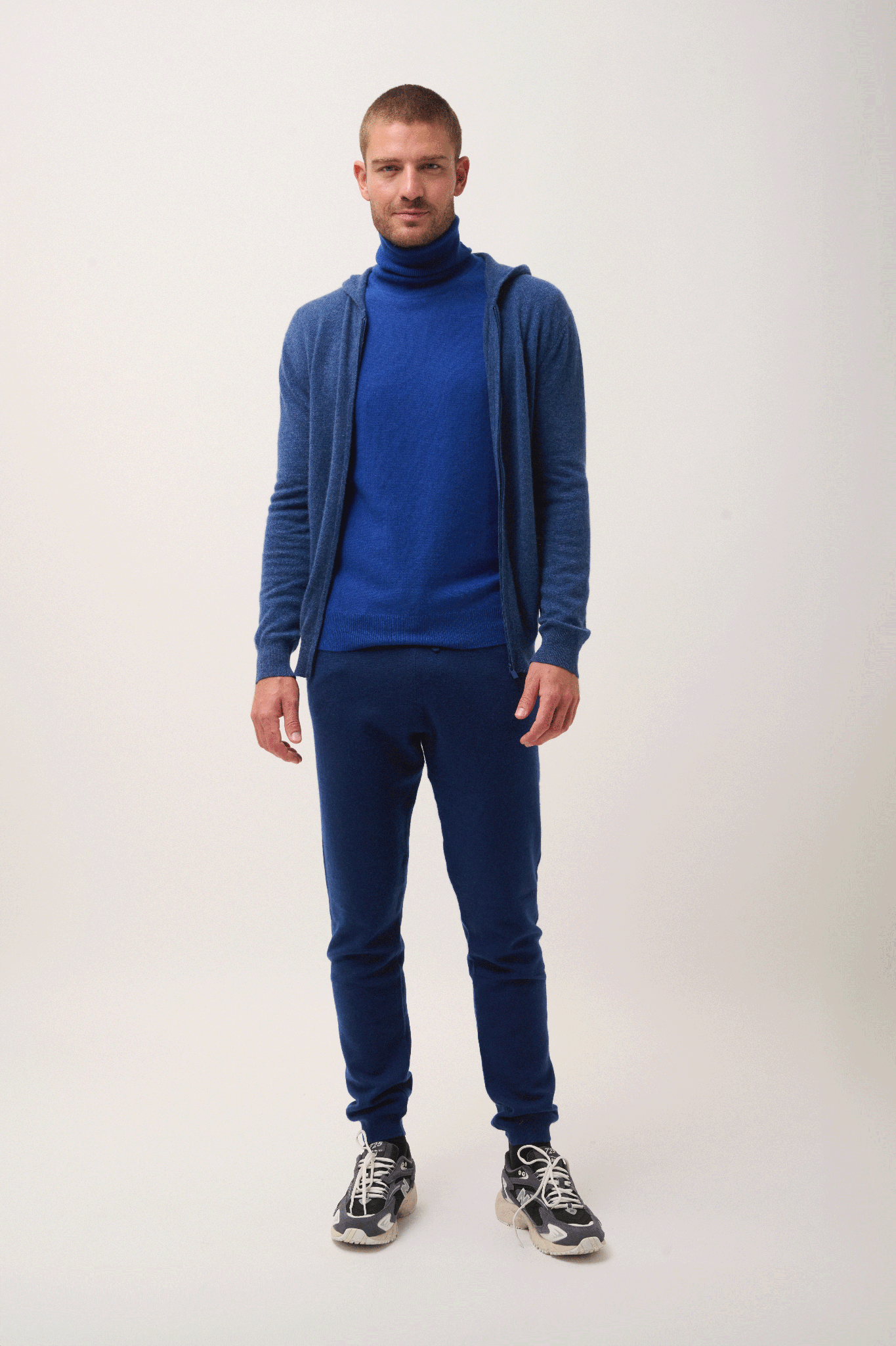 ELLIOT gilet col zippé capuche ocean chiné