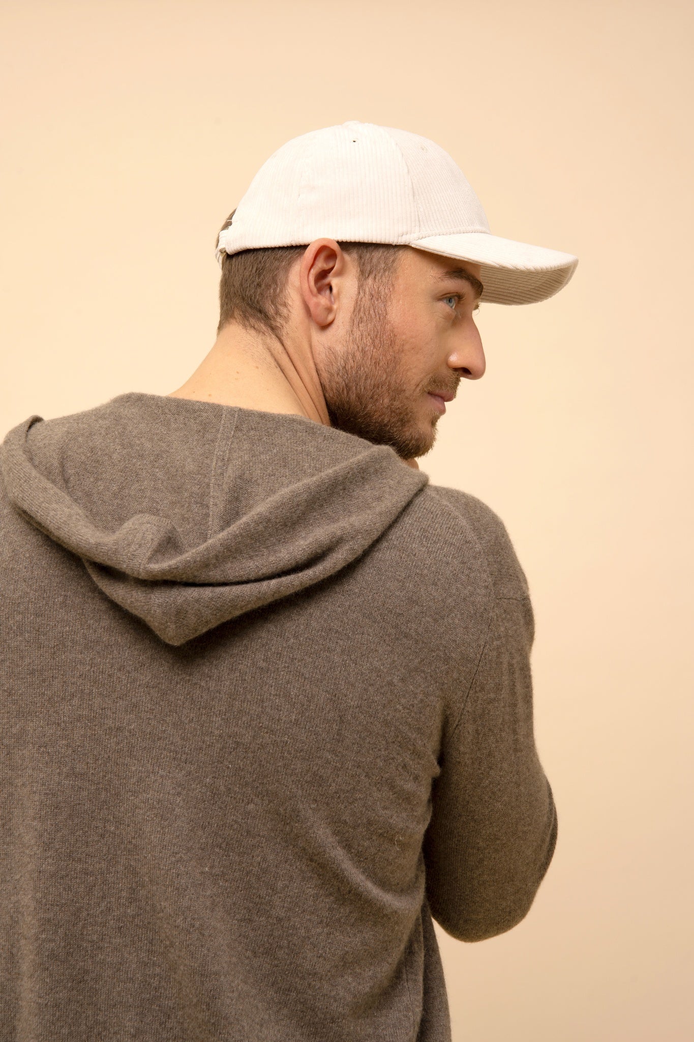 ELLIOT gilet col zippé capuche taupe chiné