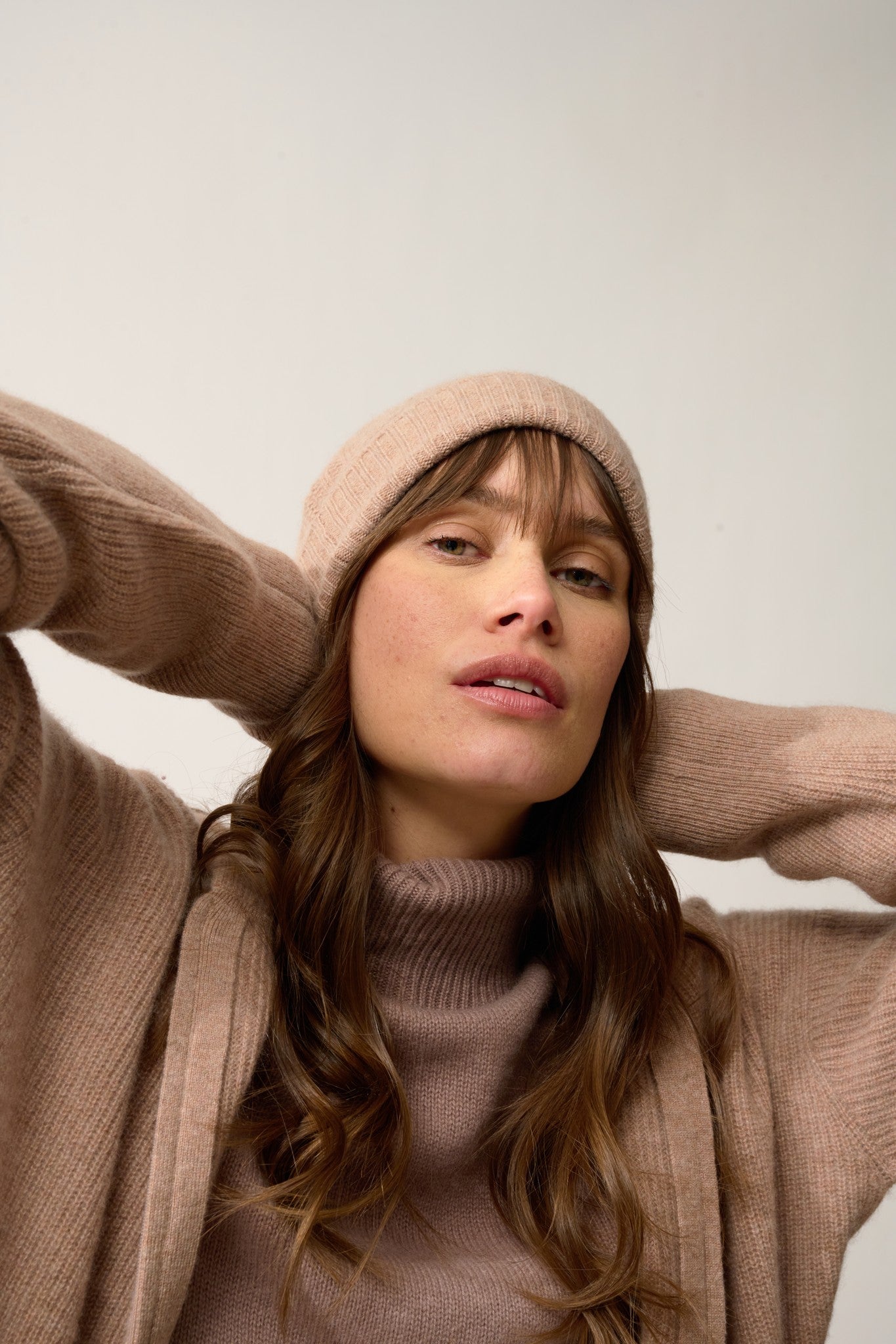 ember bonnet 4 fils camel chiné 100% cachemire