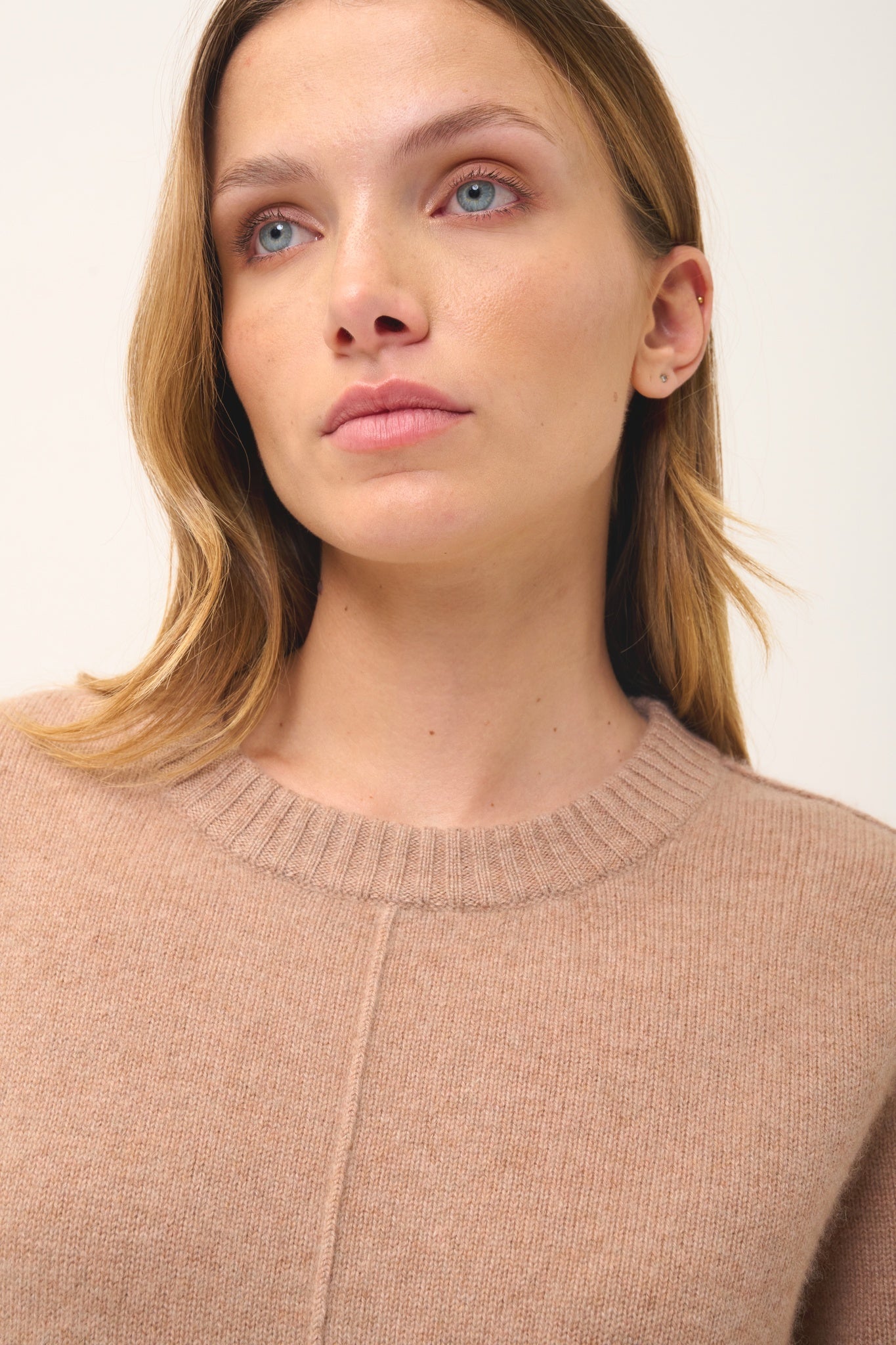 EMMA pull col rond camel chiné