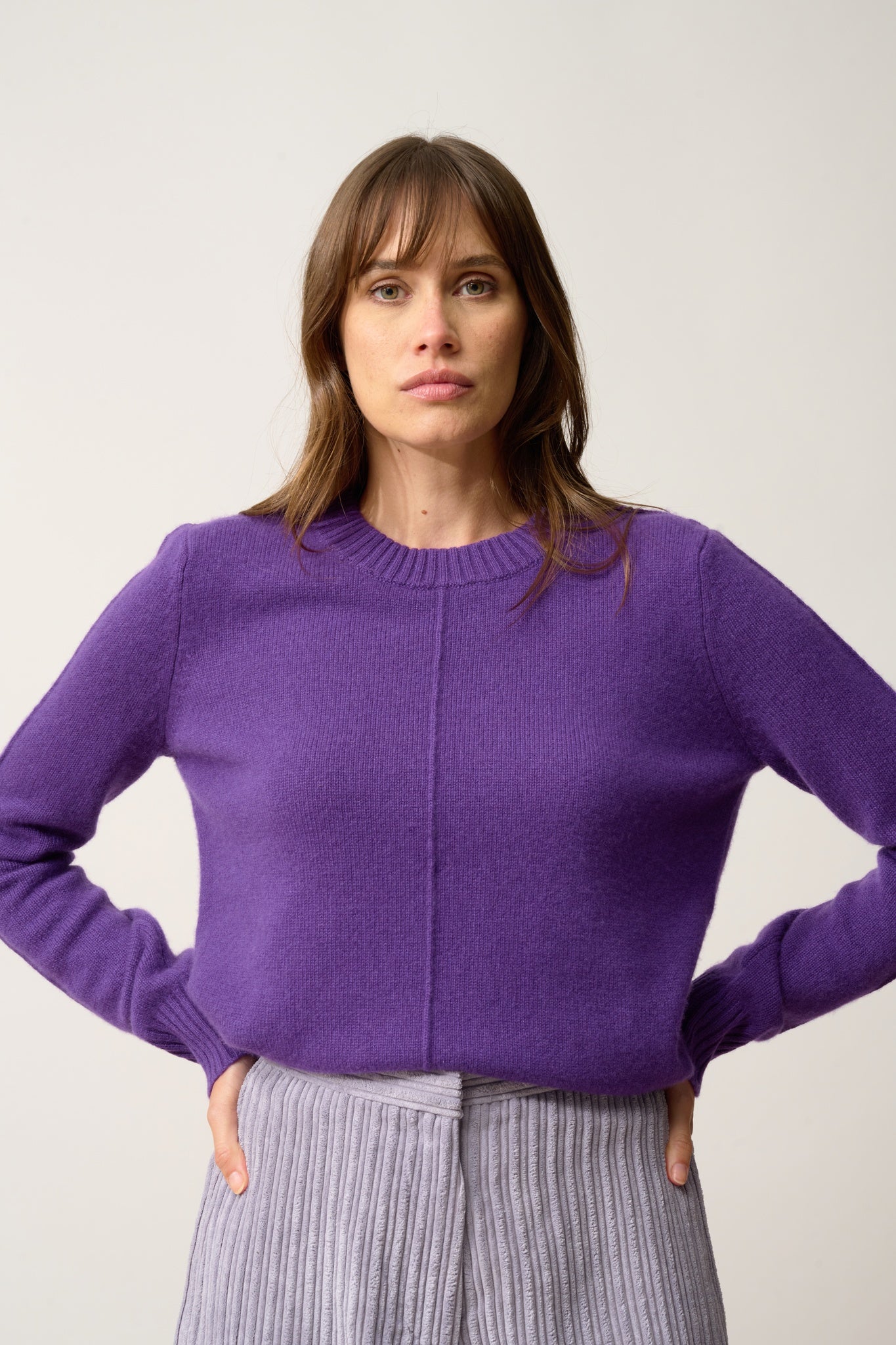 EMMA pull col rond violette