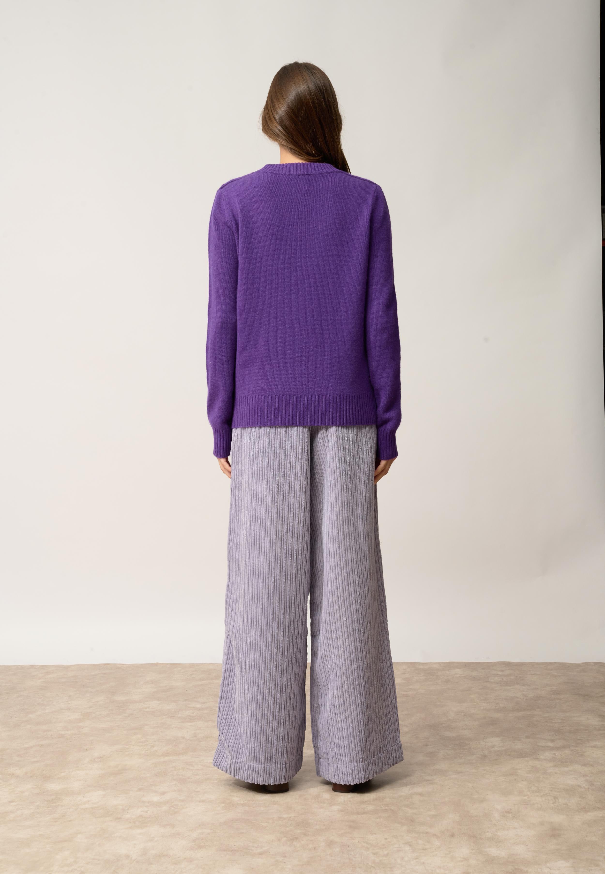 EMMA pull col rond violette