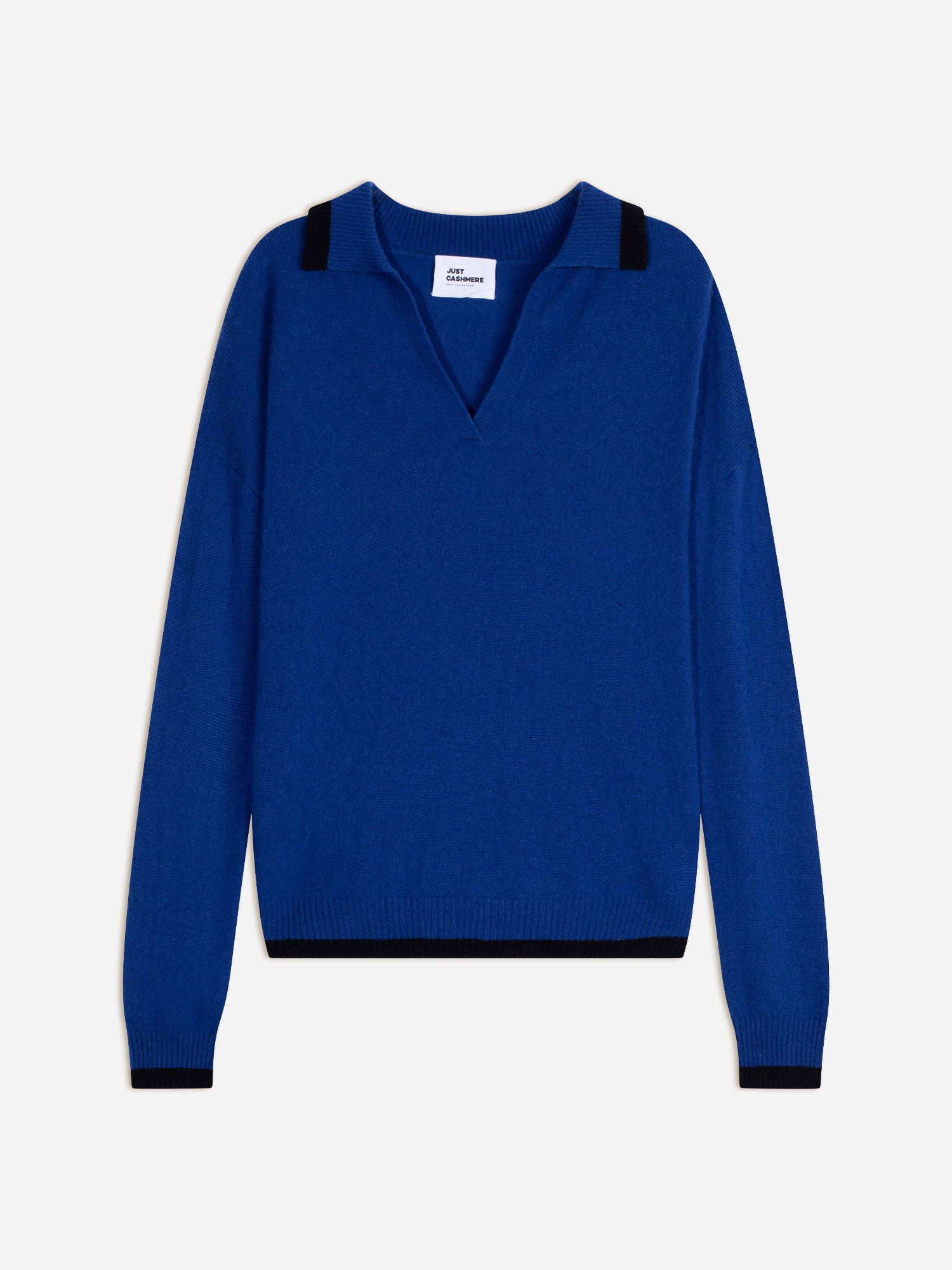 ÉOLIANE polo col v croisé bi-color outremer/noir