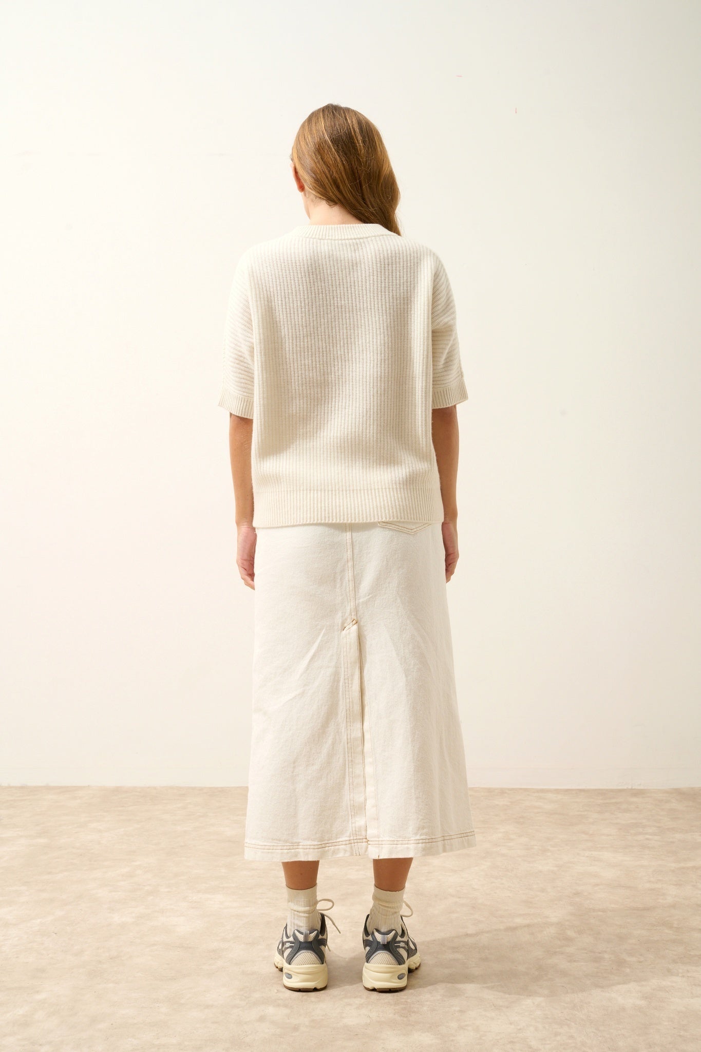 ÉRINA t-shirt col bateau chauve souris 4 fils ivoire