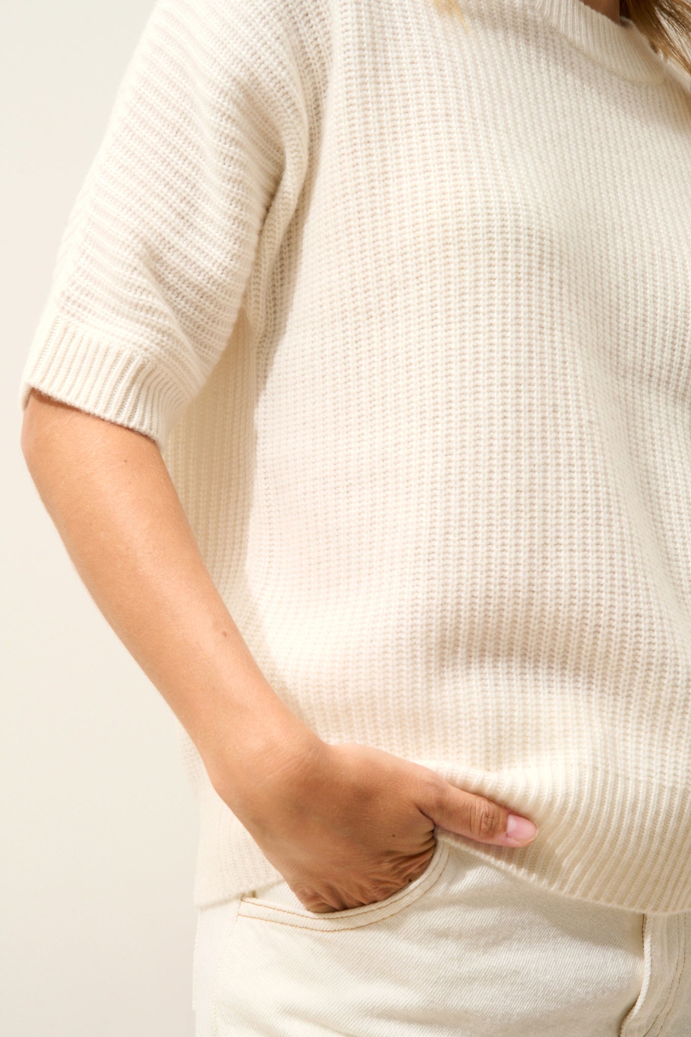 ÉRINA batwing boat neck T-shirt, 4-ply ivory