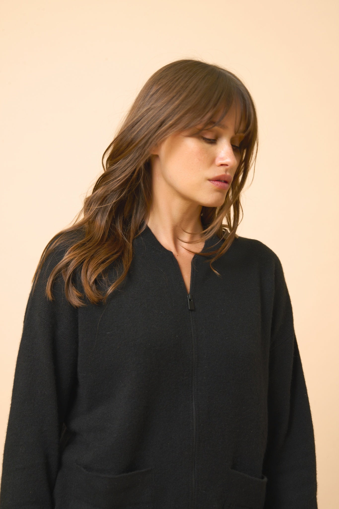 ERVIE gilet col mao noir