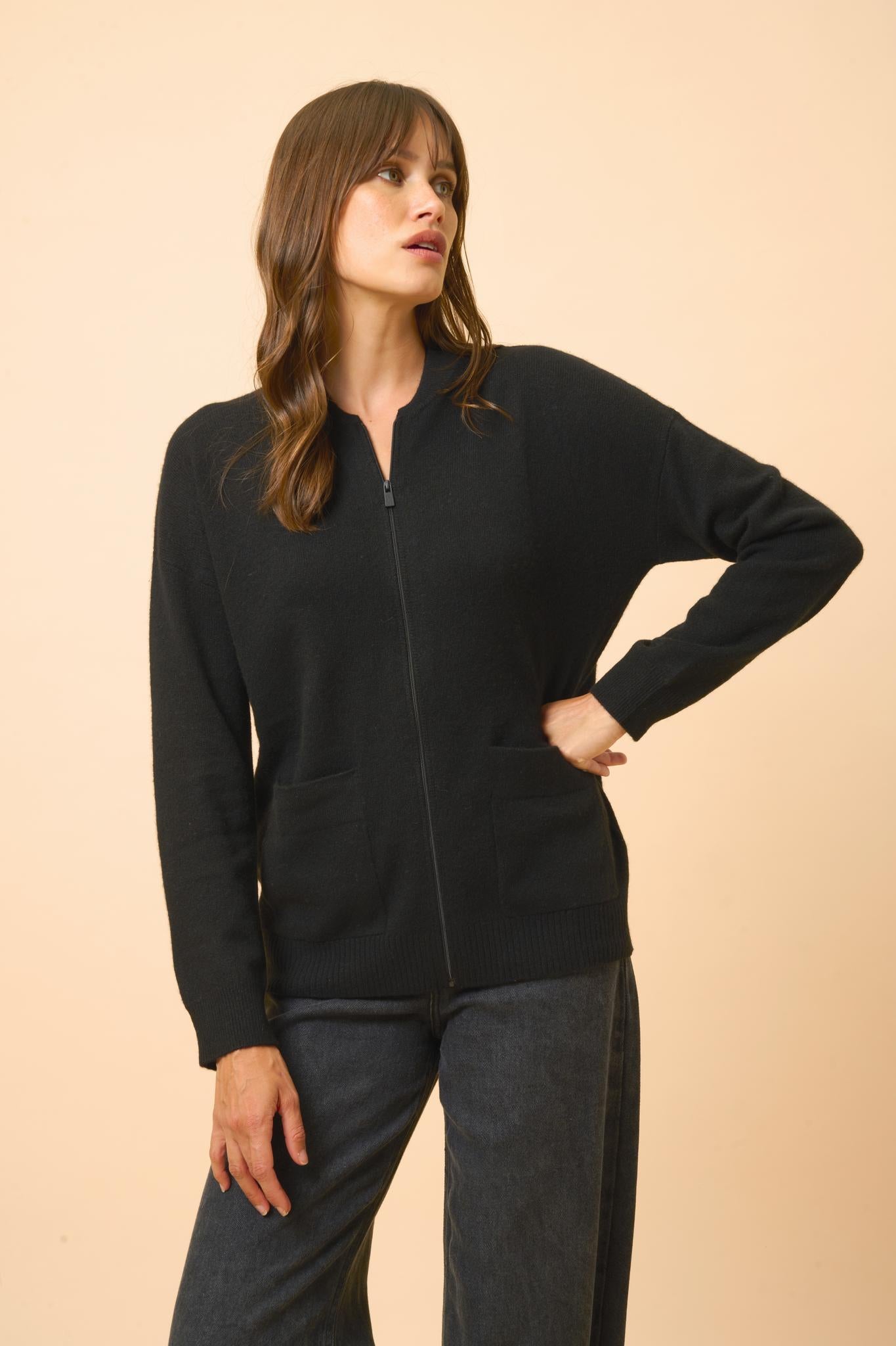 ERVIE gilet col mao noir
