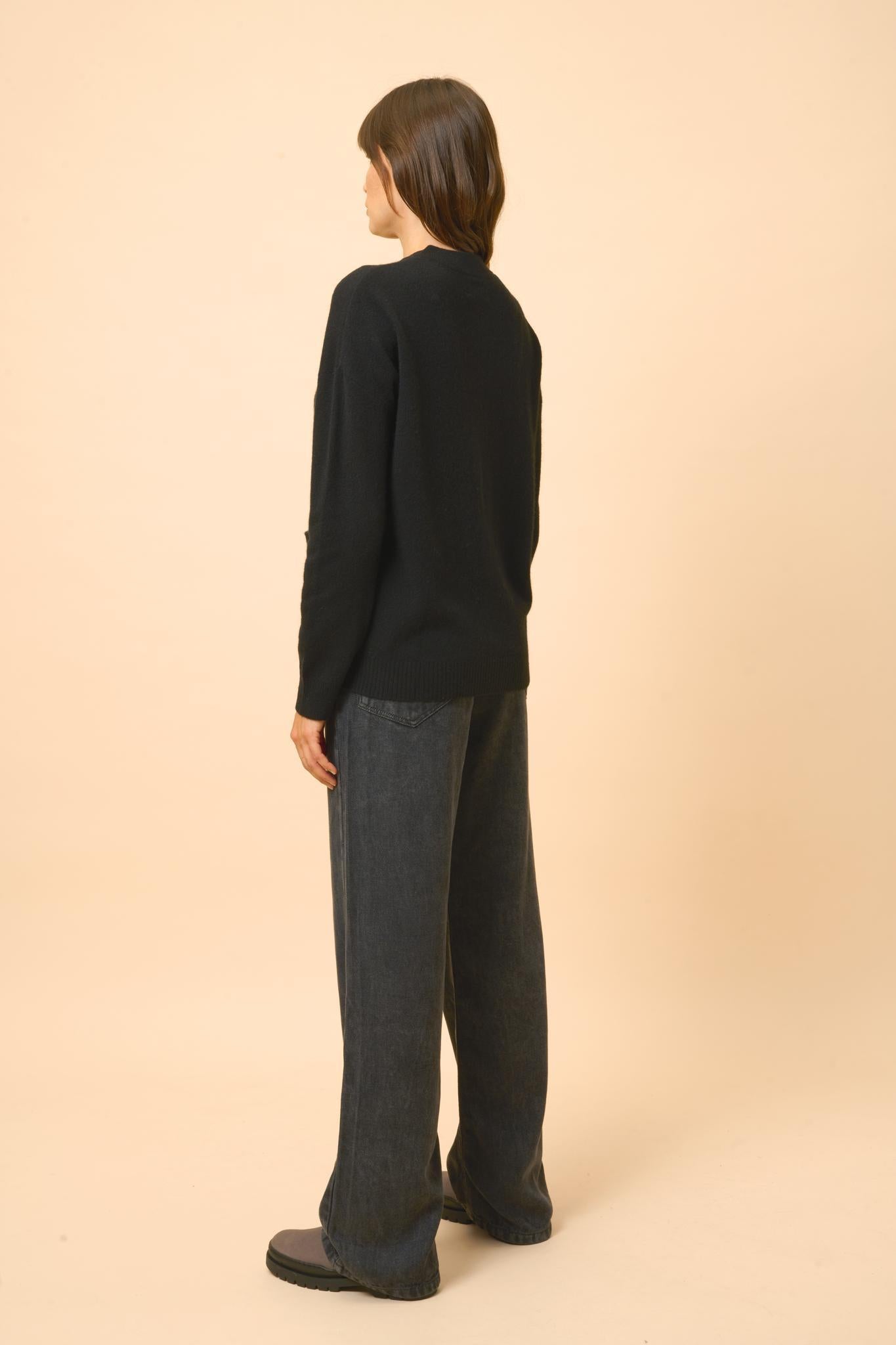 ERVIE gilet col mao noir