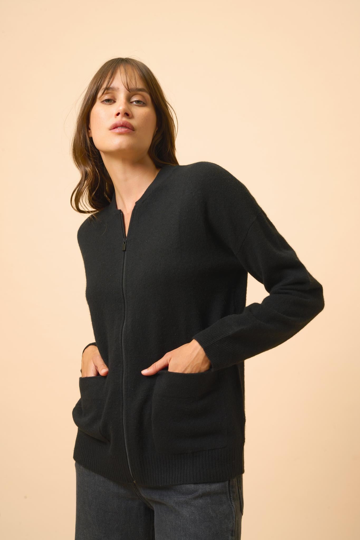 ERVIE gilet col mao noir