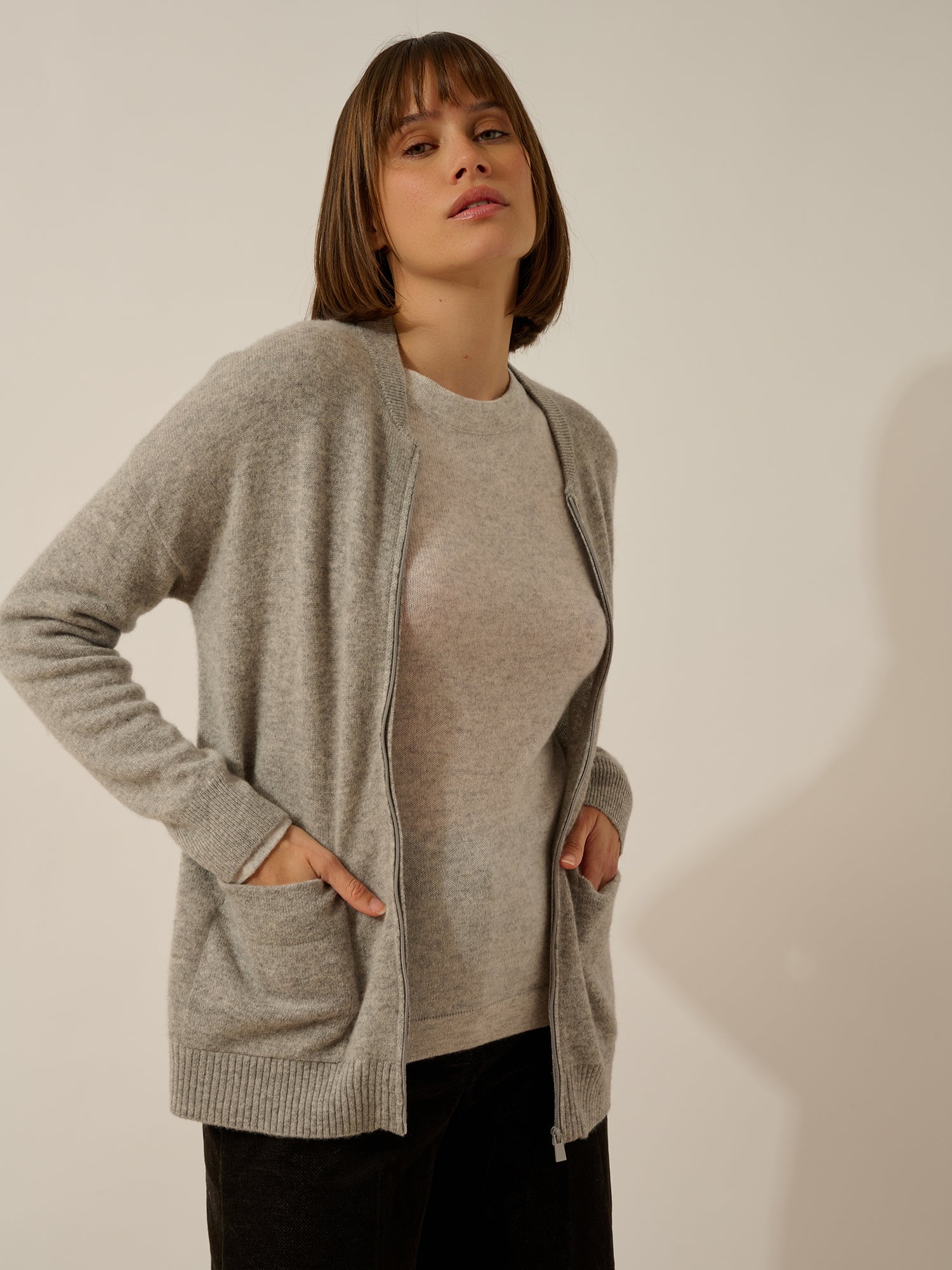 ERVIE gilet col mao nuage chiné