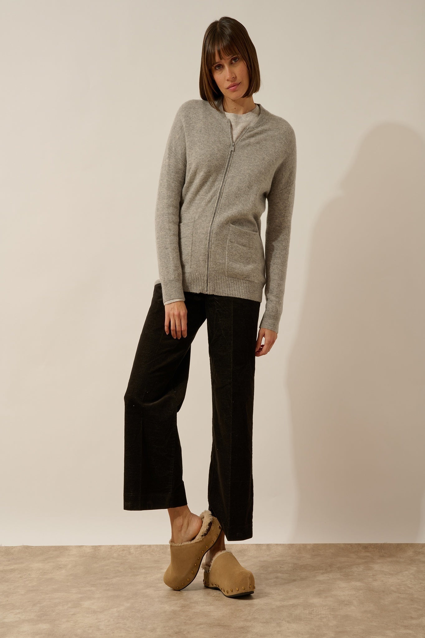 ERVIE gilet col mao nuage chiné