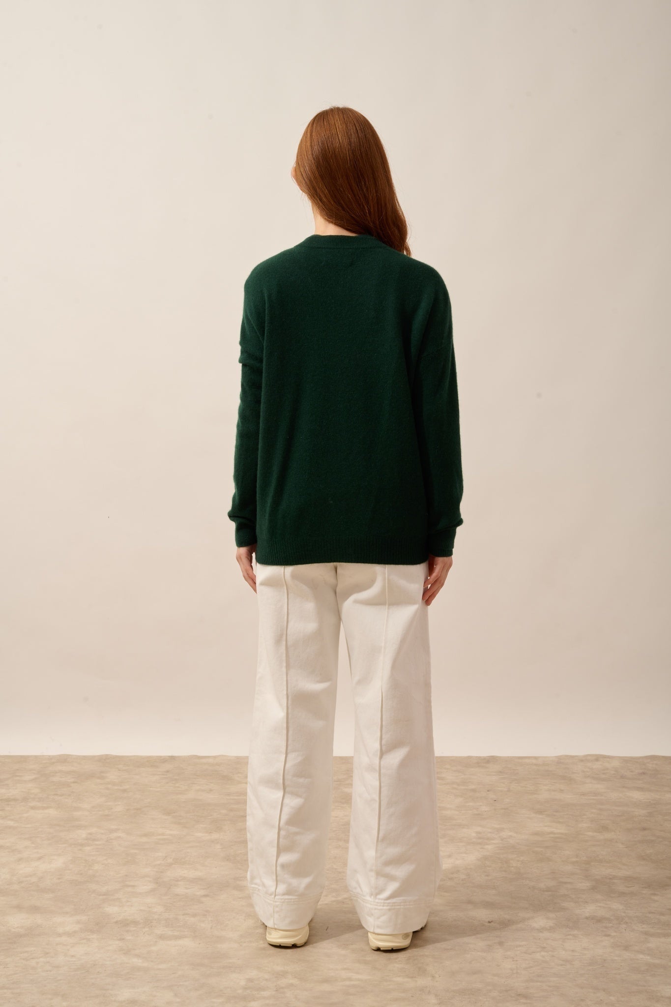 ERVIE zip-up cardigan with mandarin collar in cypress green