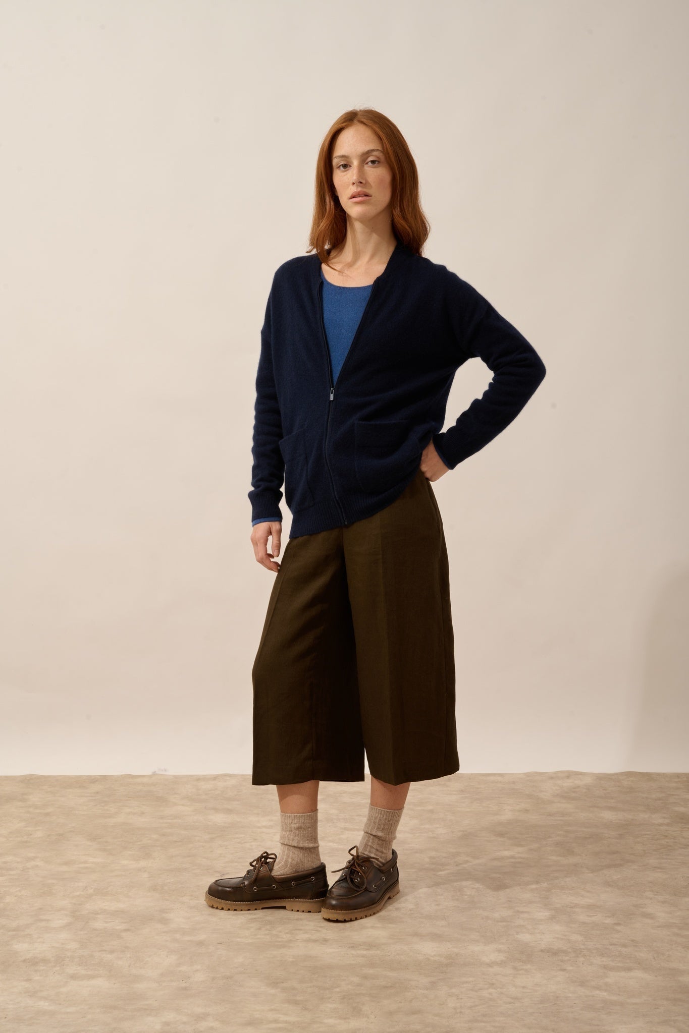 ERVIE gilet zippé col mao navy