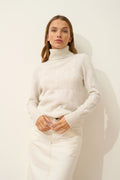 ESTELLE pull col roulé blanc chiné