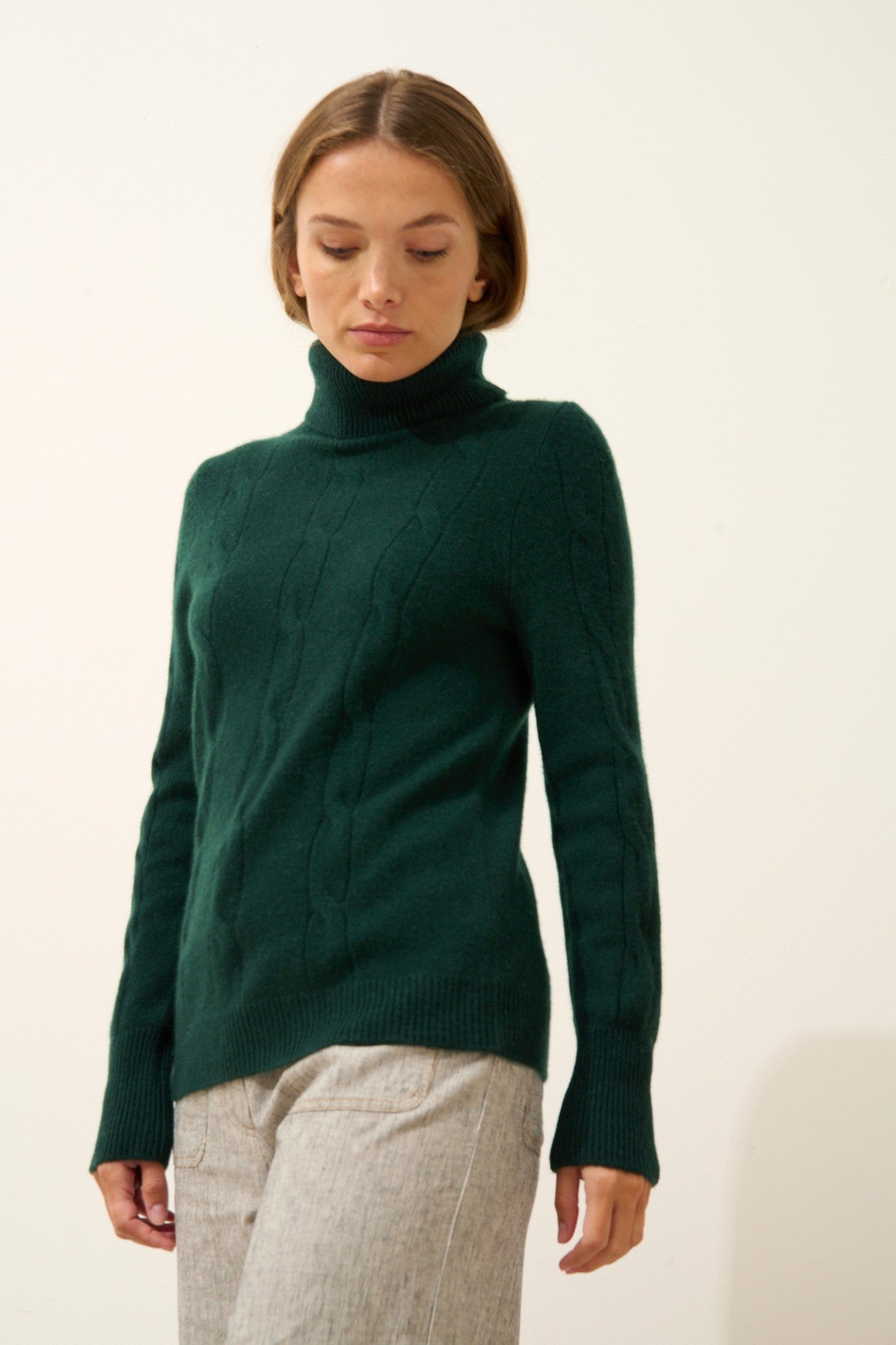estelle pull col roulé cyprès 100% cachemire