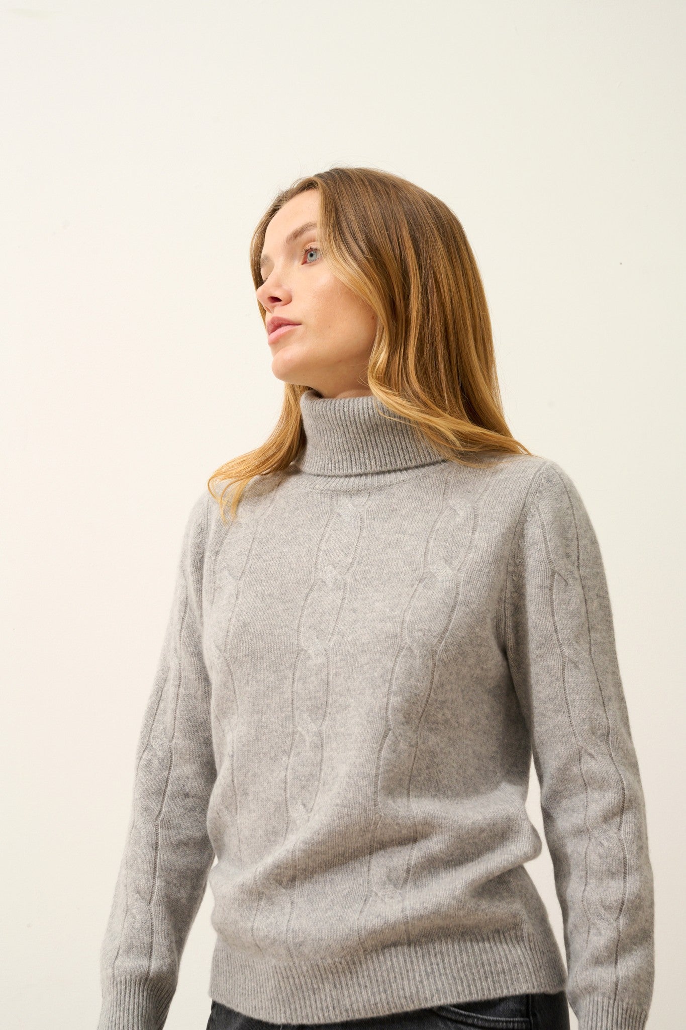 estelle pull col roulé nuage chiné 100% cachemire