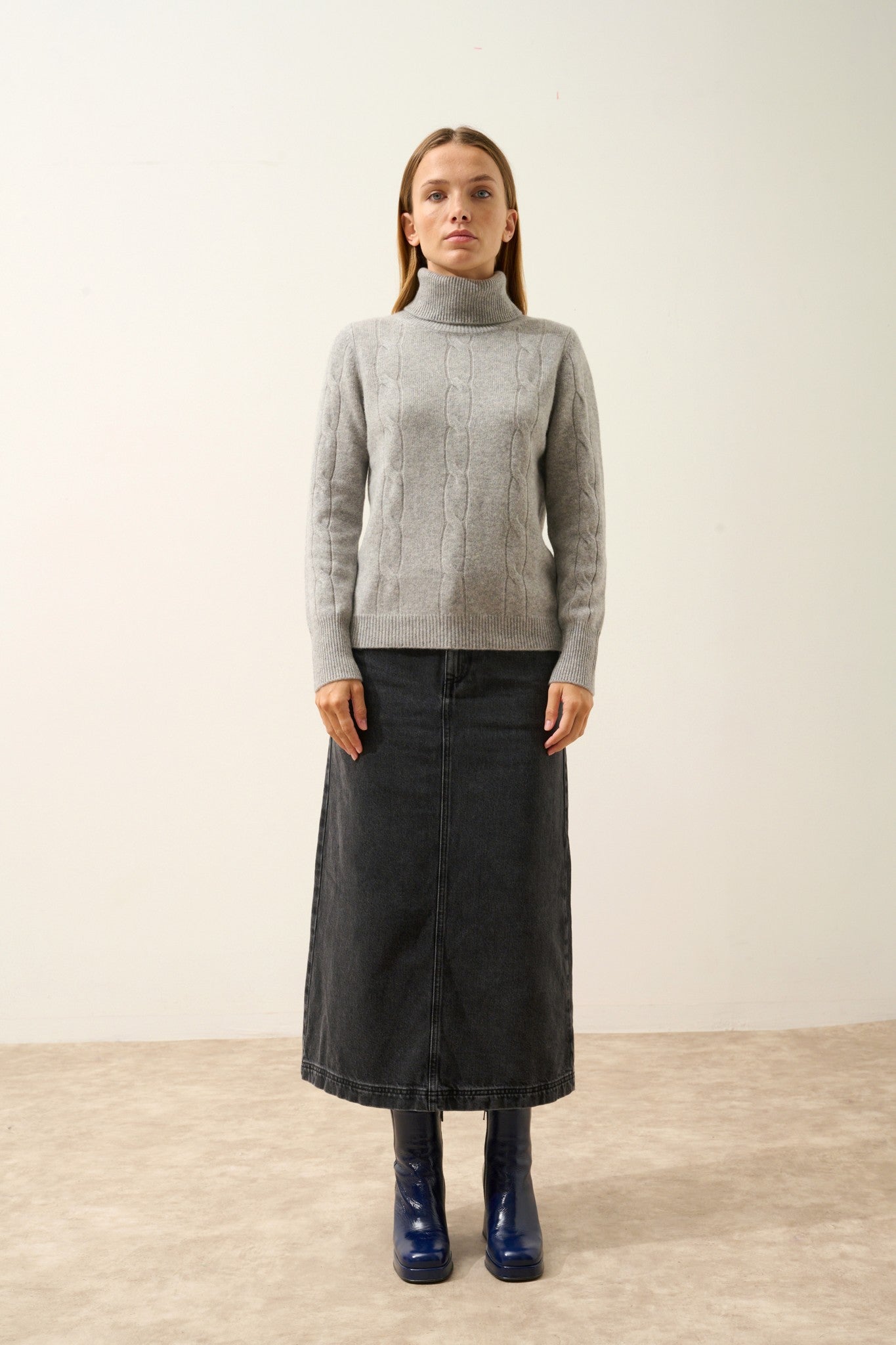 estelle pull col roulé nuage chiné 100% cachemire