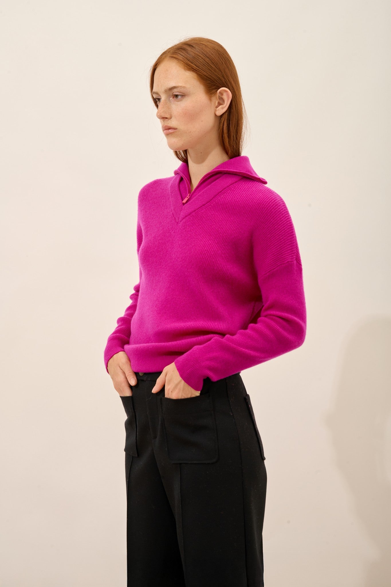 felisia pull camionneur violine 100% cachemire