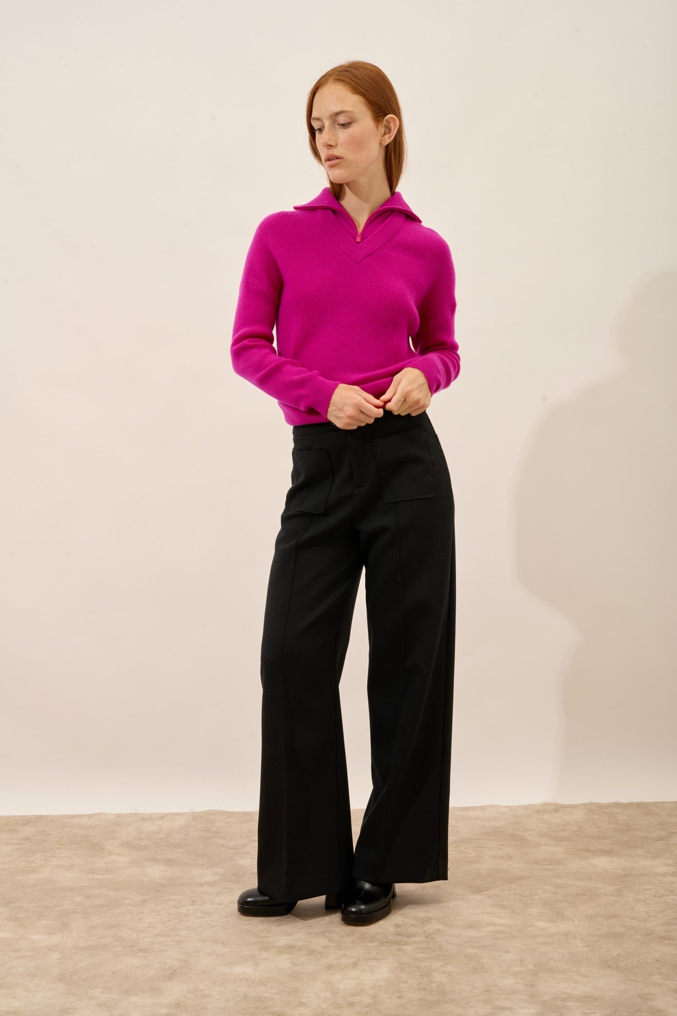 felisia pull camionneur violine 100% cachemire