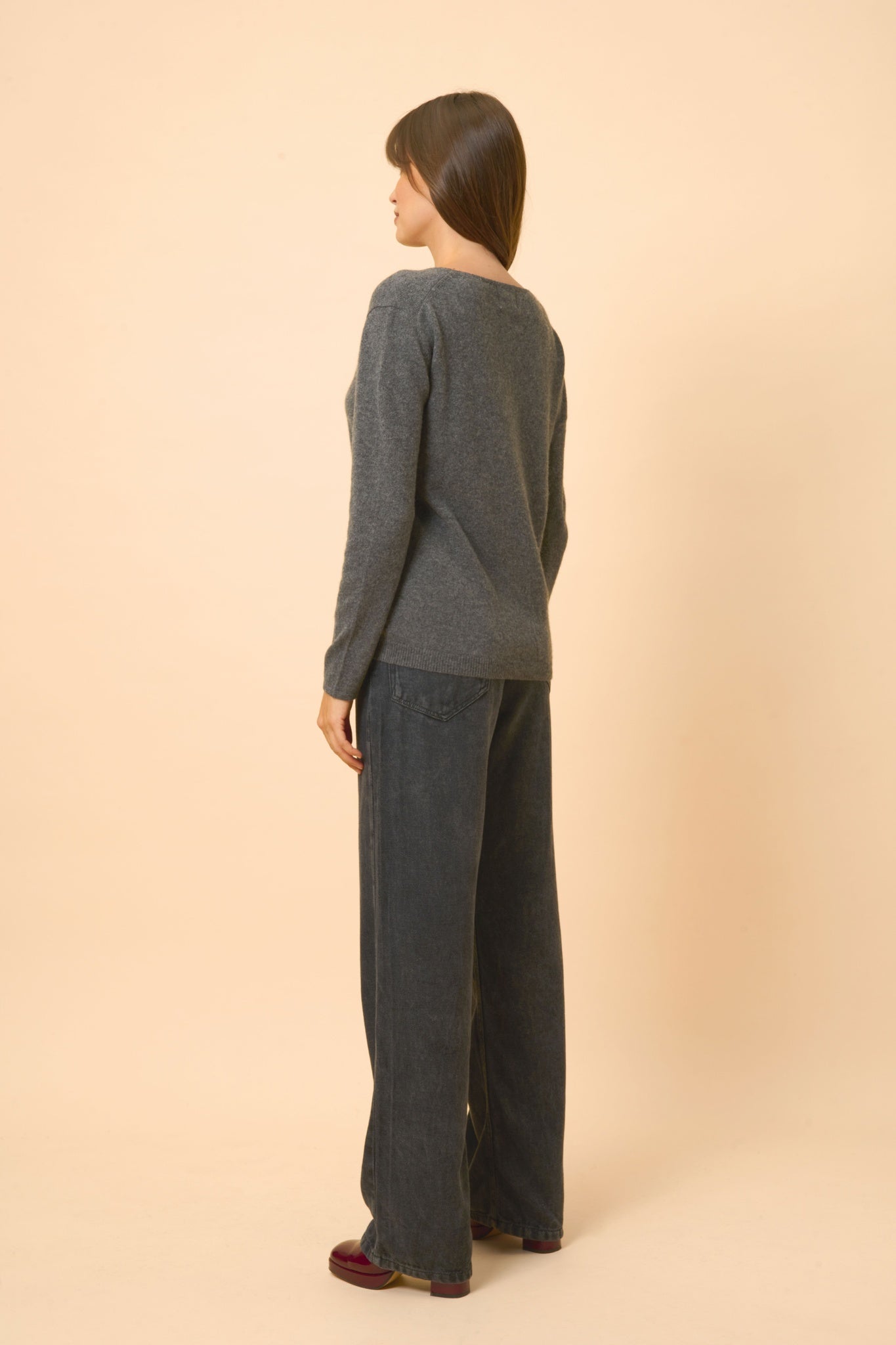 FIONA pull col bateau anthracite chiné