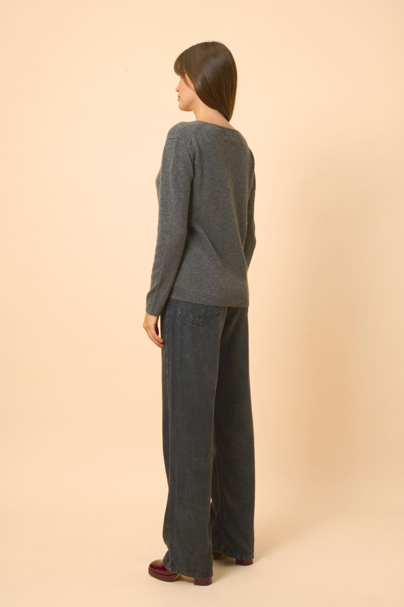 FIONA pull col bateau anthracite chiné