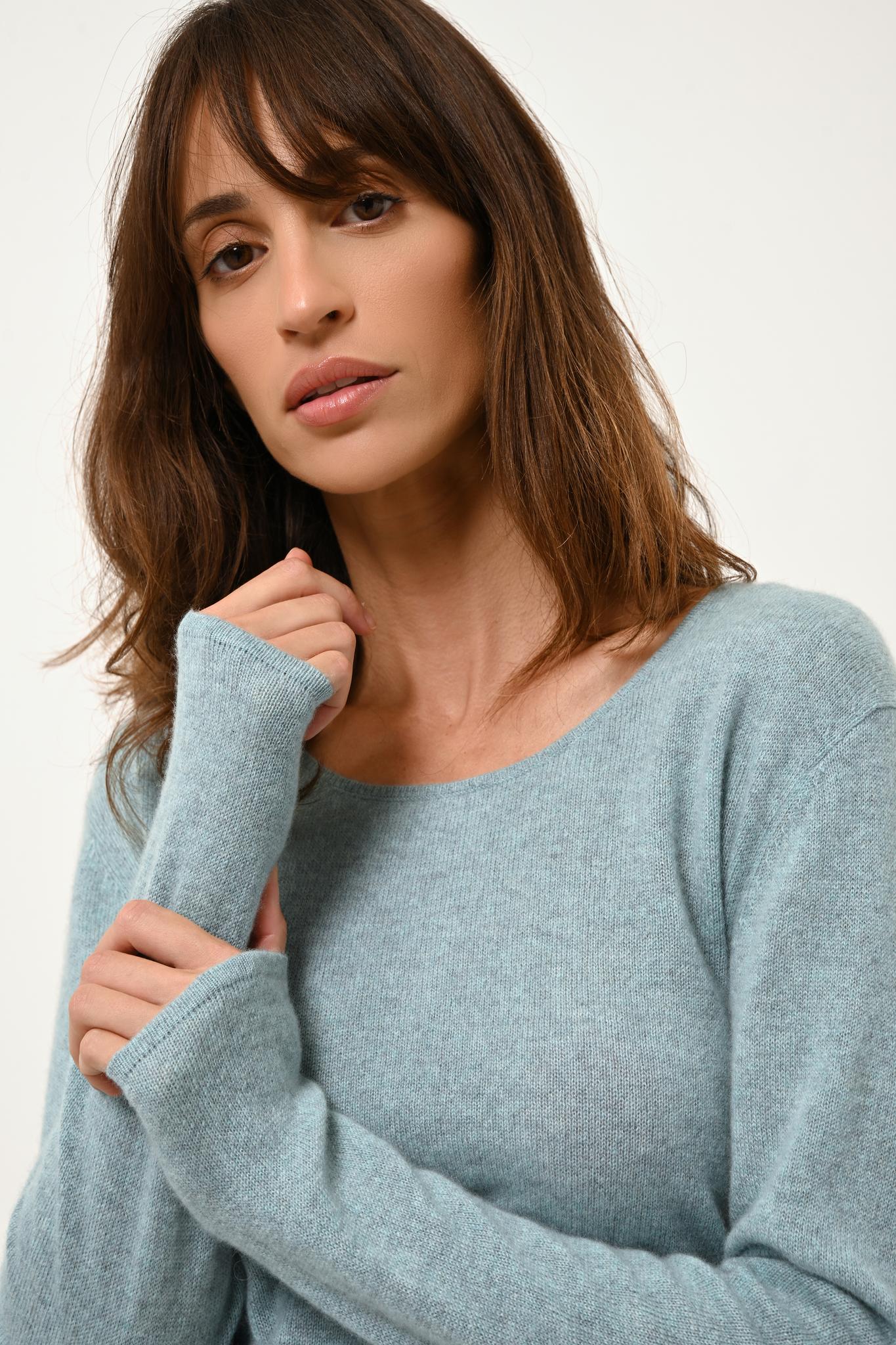 FIONA pull col bateau aqua chiné
