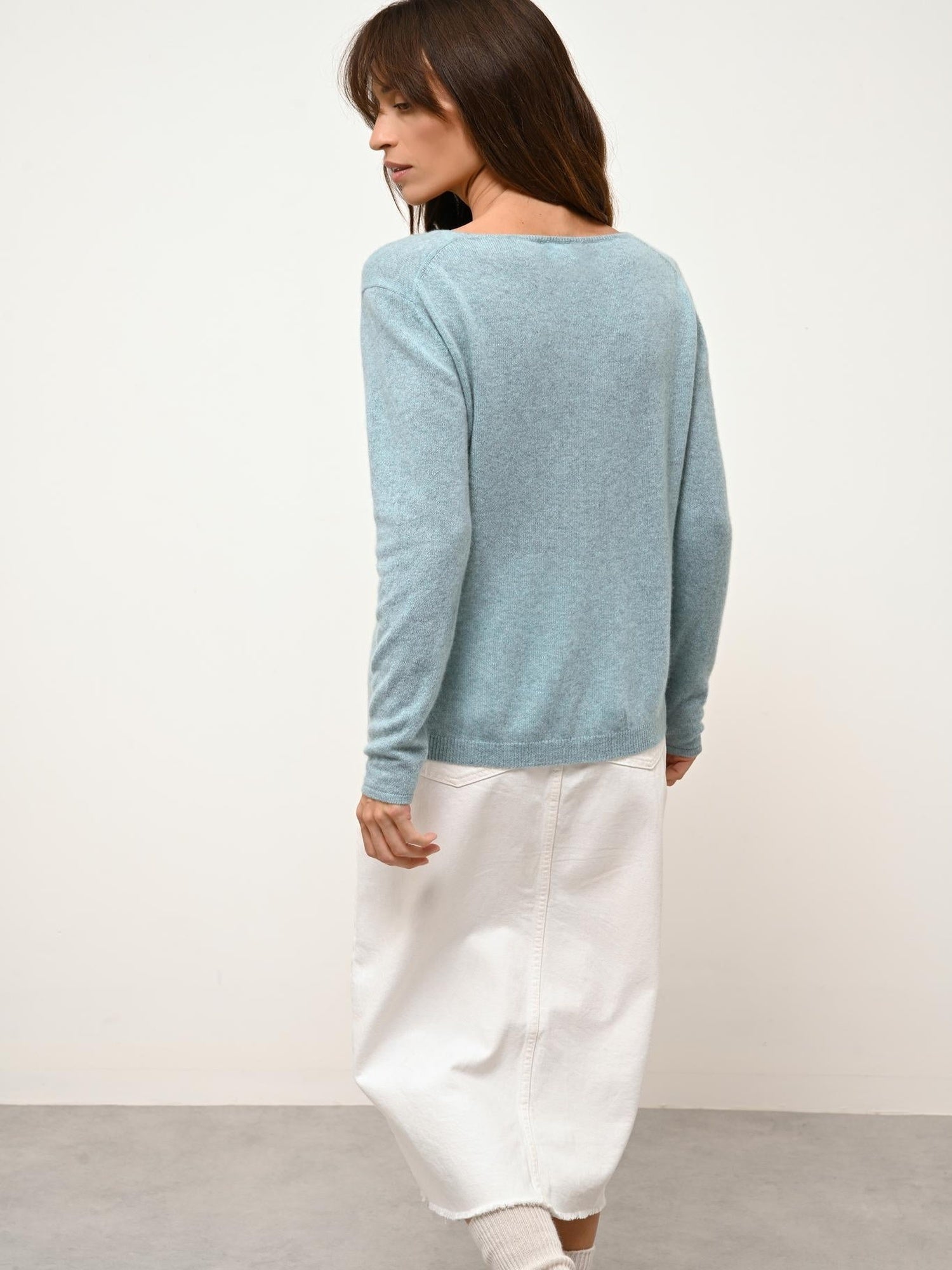 FIONA pull col bateau aqua chiné