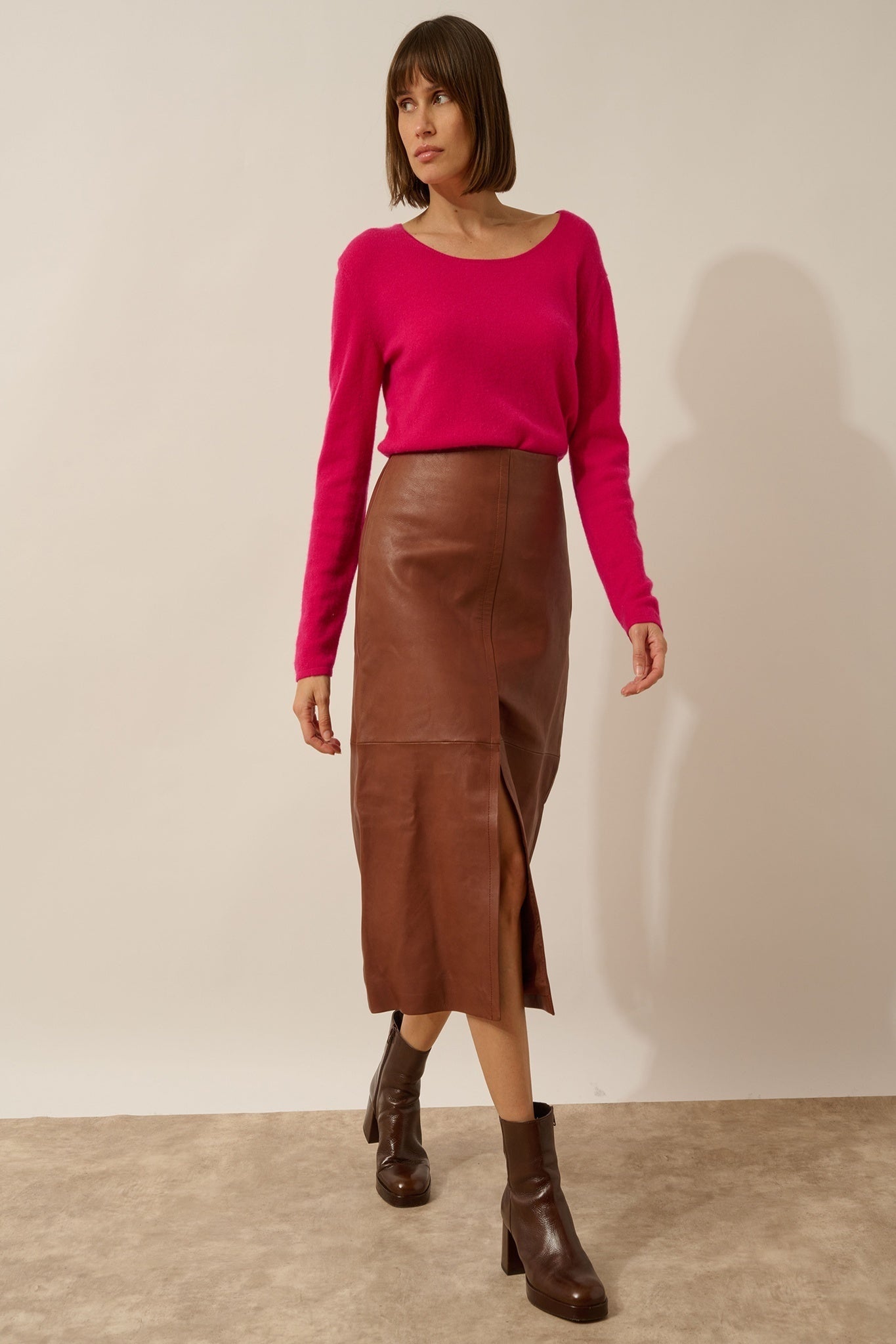 FIONA pull col bateau fuchsia